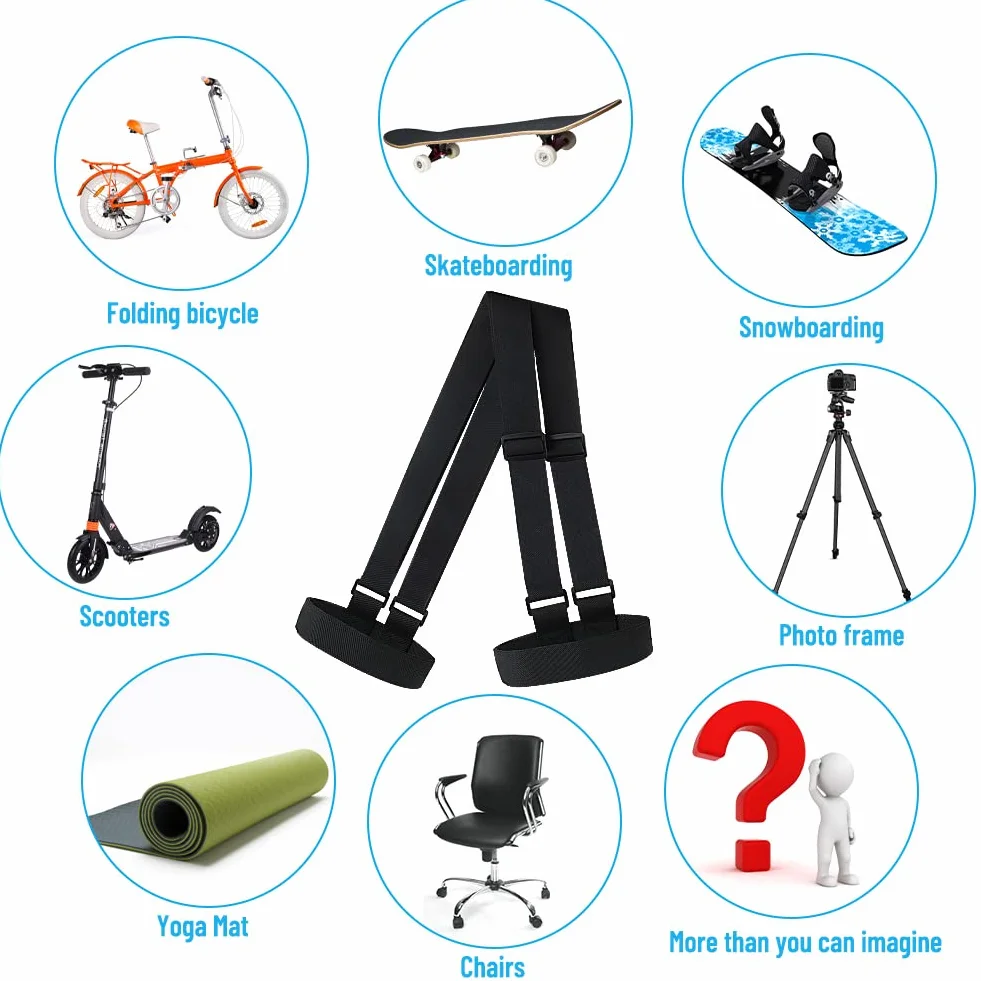 Bandoulière de Transport Skateboard Universelle 79-138 cm, Sangle de Planche à Roulettes Réglable pour Longboard Snowboard Voyage Sport