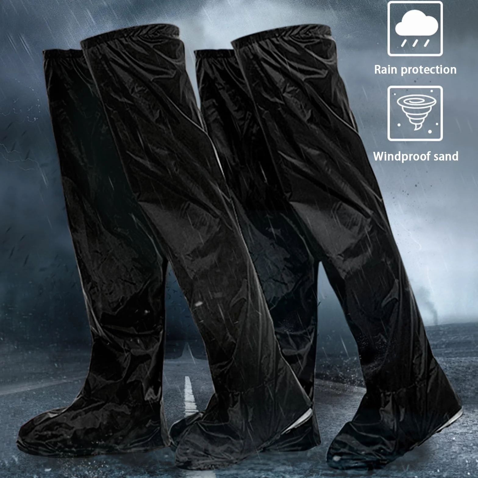 OhMill Pantalon Imperméable Cyclisme Jambes Pieds Protège-Jambes Étanches Ajustable Moto Vélo VTT