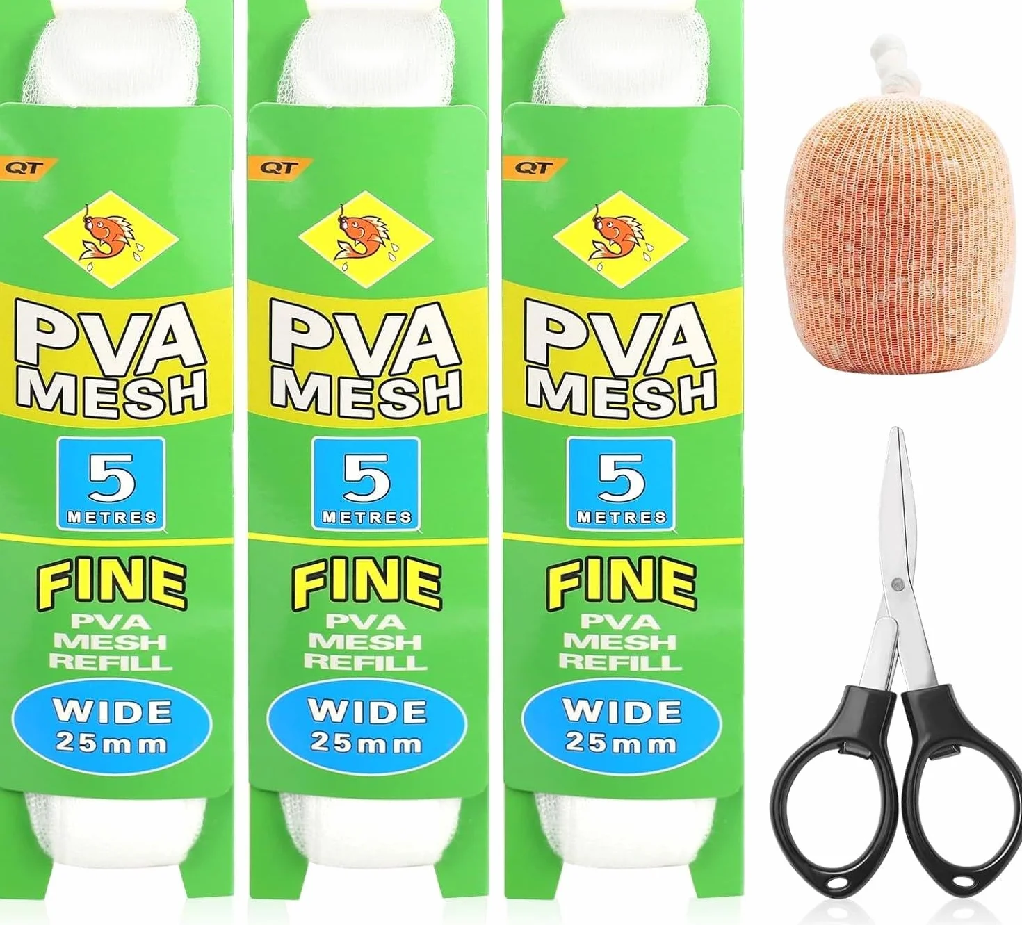 Accessoires de Pêche à la Carpe 5m PVA Sacs de Filet Soluble Ciseaux Larges 3 Pièces