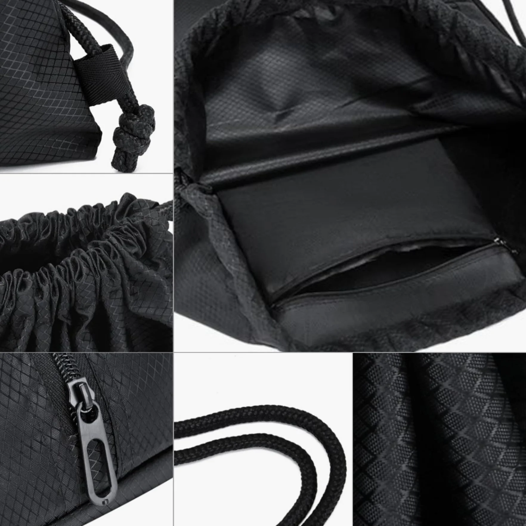 Sac à dos à cordon étanche en tissu Oxford Noir S