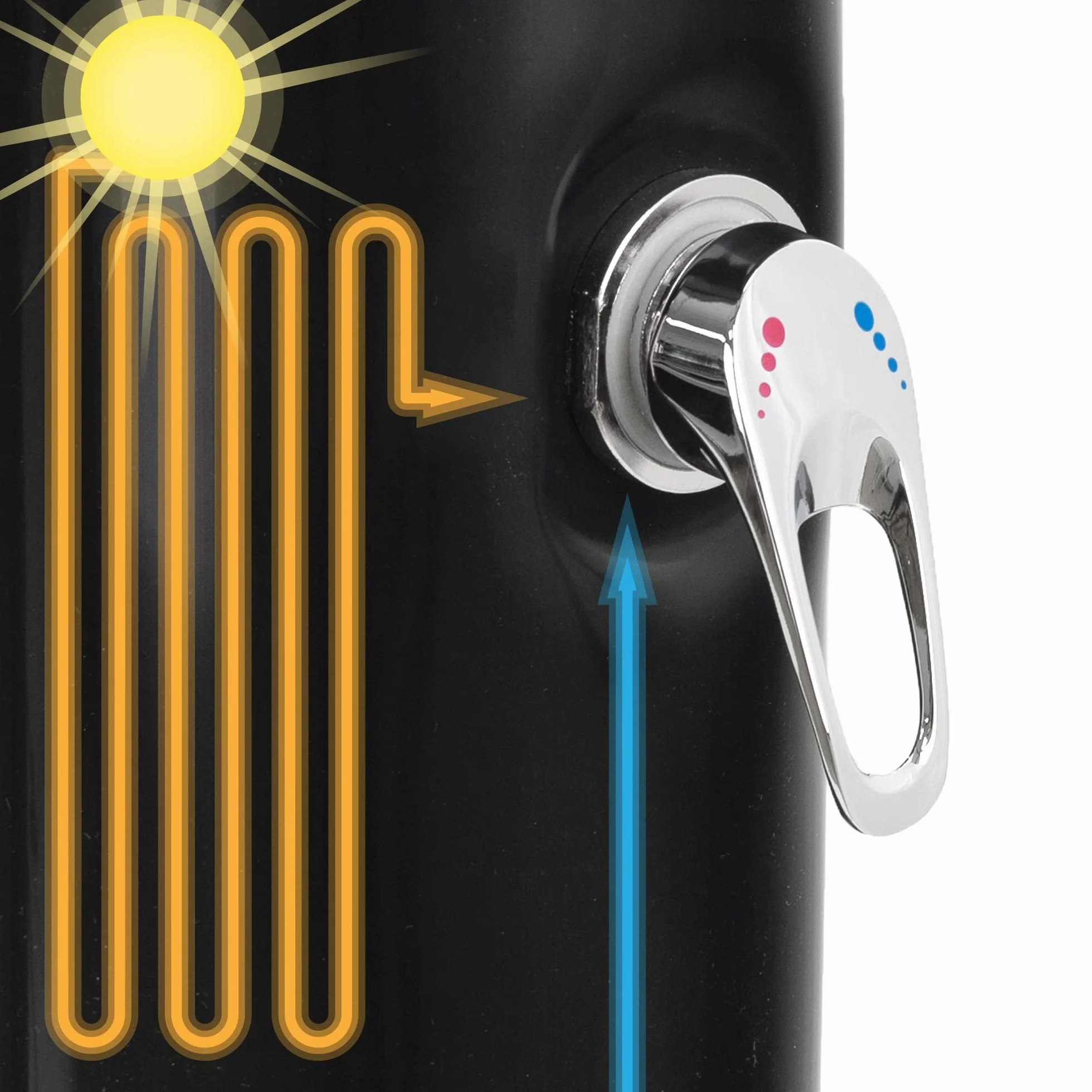 Douche de Jardin Solaire 35 L 217 cm ML-Design Noir avec Pomme de Douche à Effet Pluie Pivotante 180°