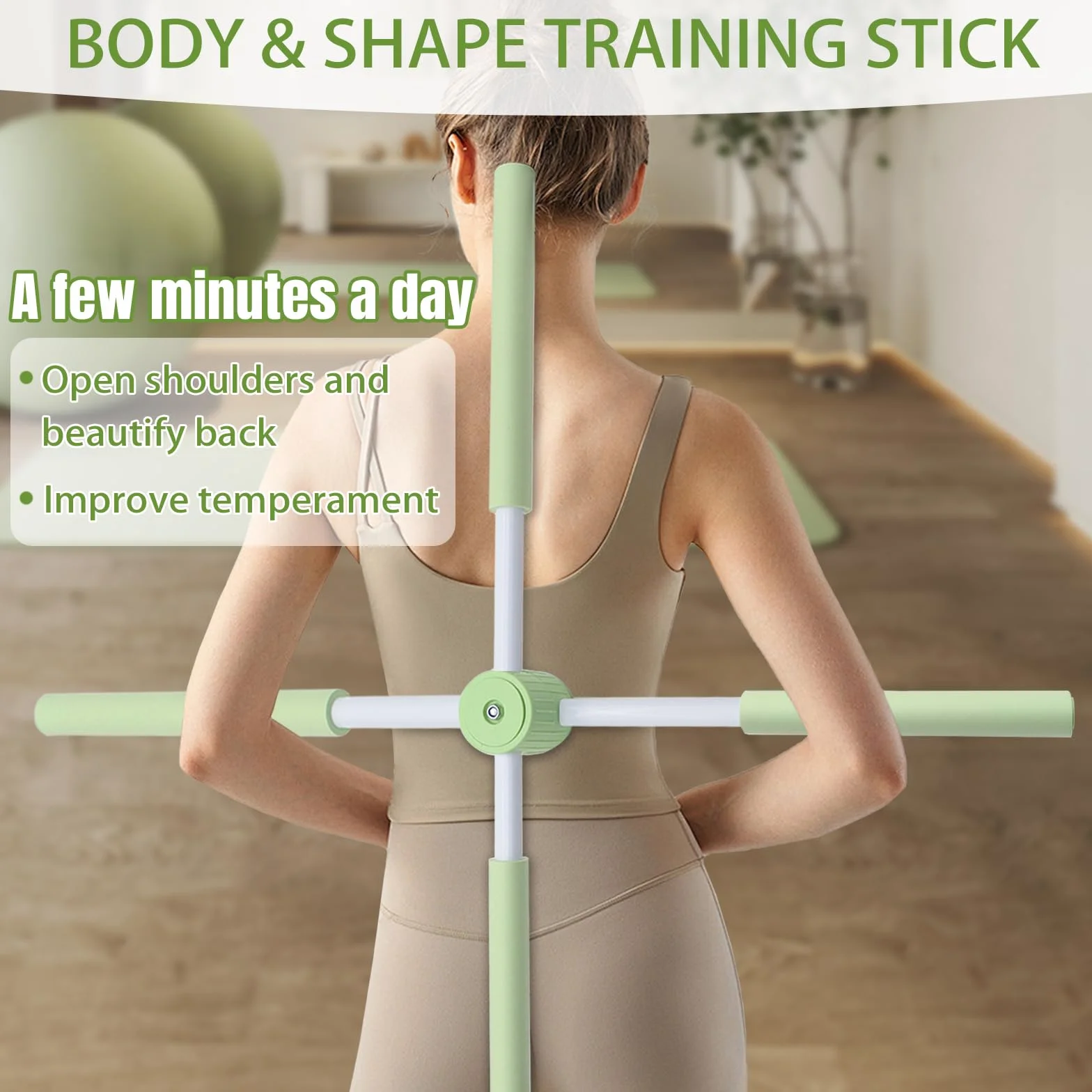 Bâton de Yoga pour Correction de Posture – Correcteur de Bosse, Dos et Cou, Entraînement Complet du Corps