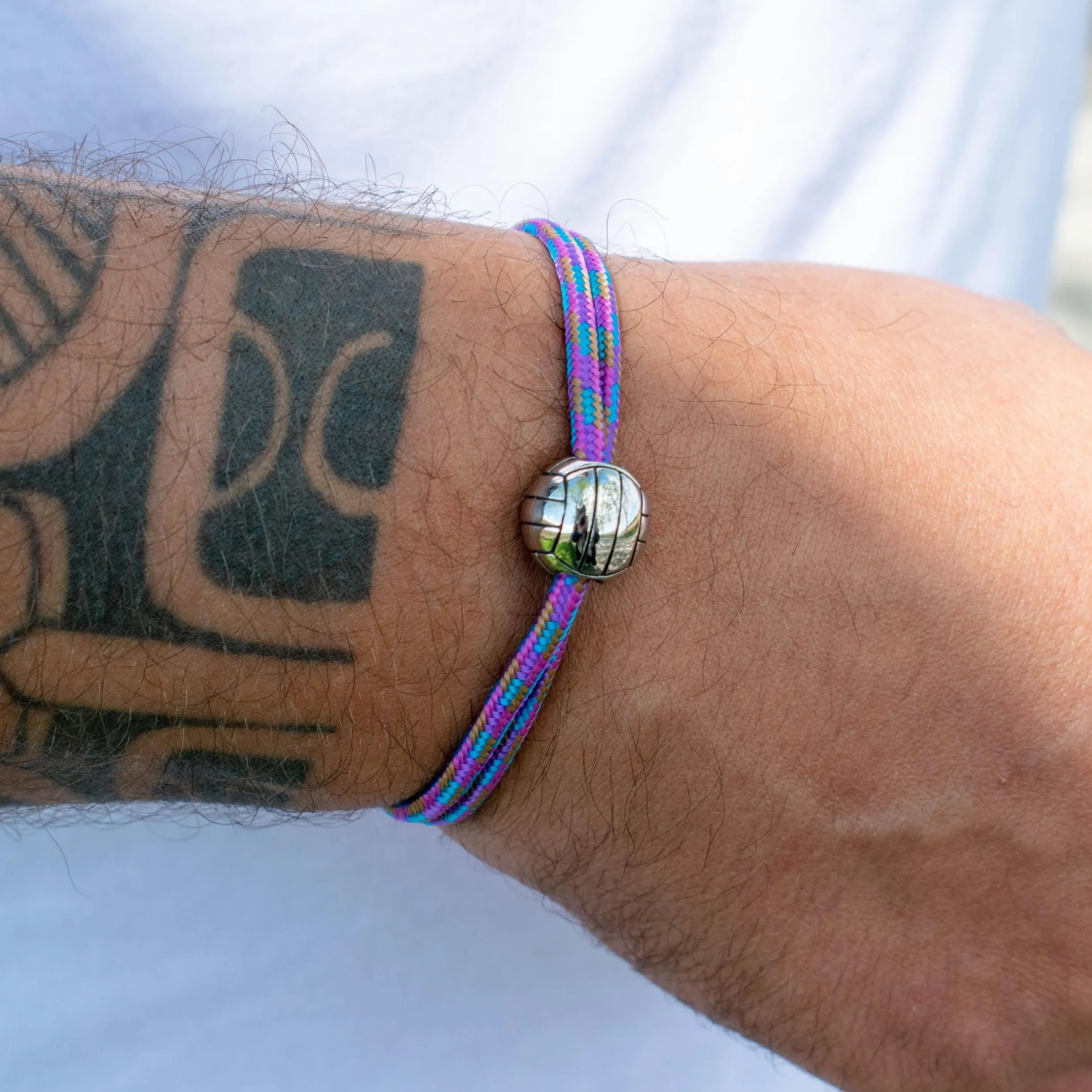 Bracelet Volleyball réglable acier inoxydable cadeau homme femme adolescent