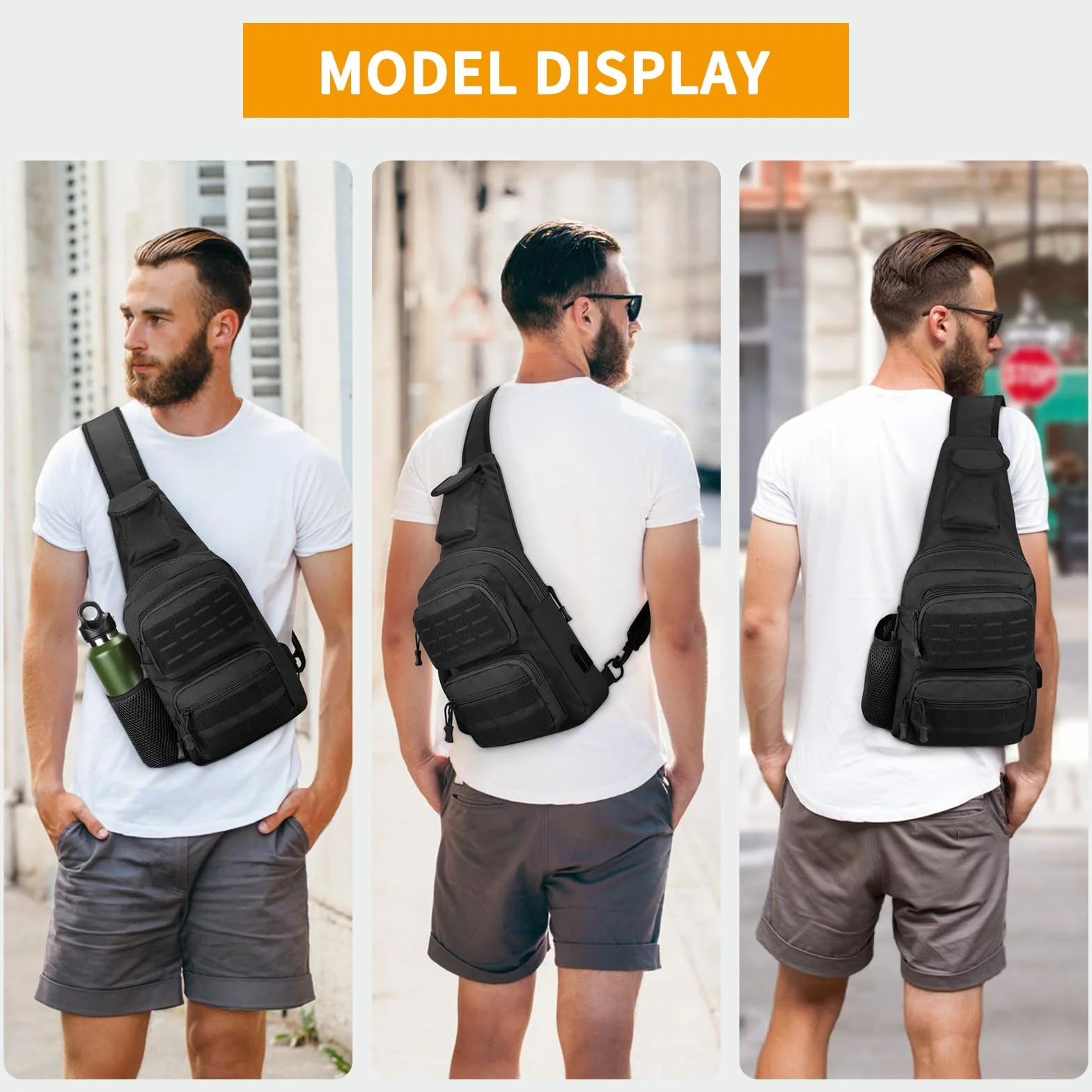 HUNTVP Sac Bandoulière Homme Sacoche Tactique Banane Voyage Randonnée Camping