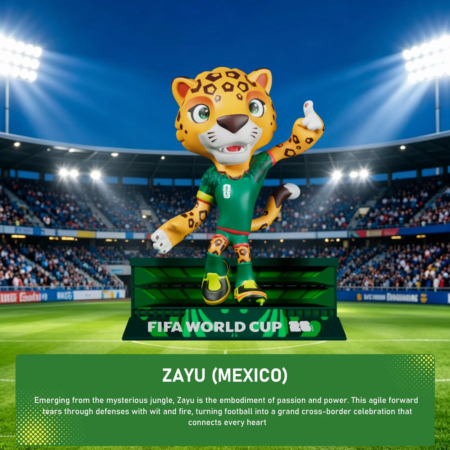 DICEKOO FIFA 2026 Coupe du monde mascotte figurine 7,6 cm érable Zayu collection sous licence officielle