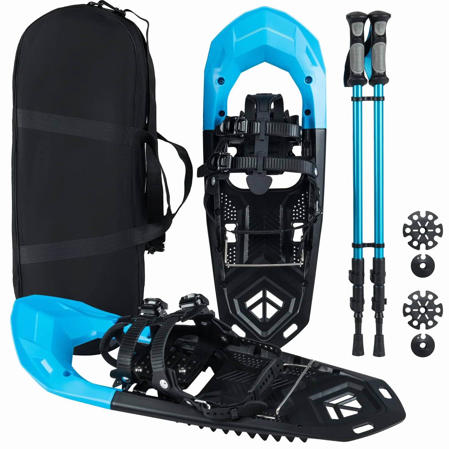 GYMAX Raquettes à Neige avec Bâtons Aluminium, Paniers, Sac, Pointure 35-45, Charge 90 KG