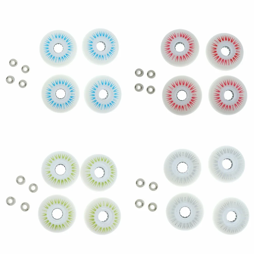 Roues de patins à roulettes DEL 70 mm lumineuses durables lot de 4 bleu