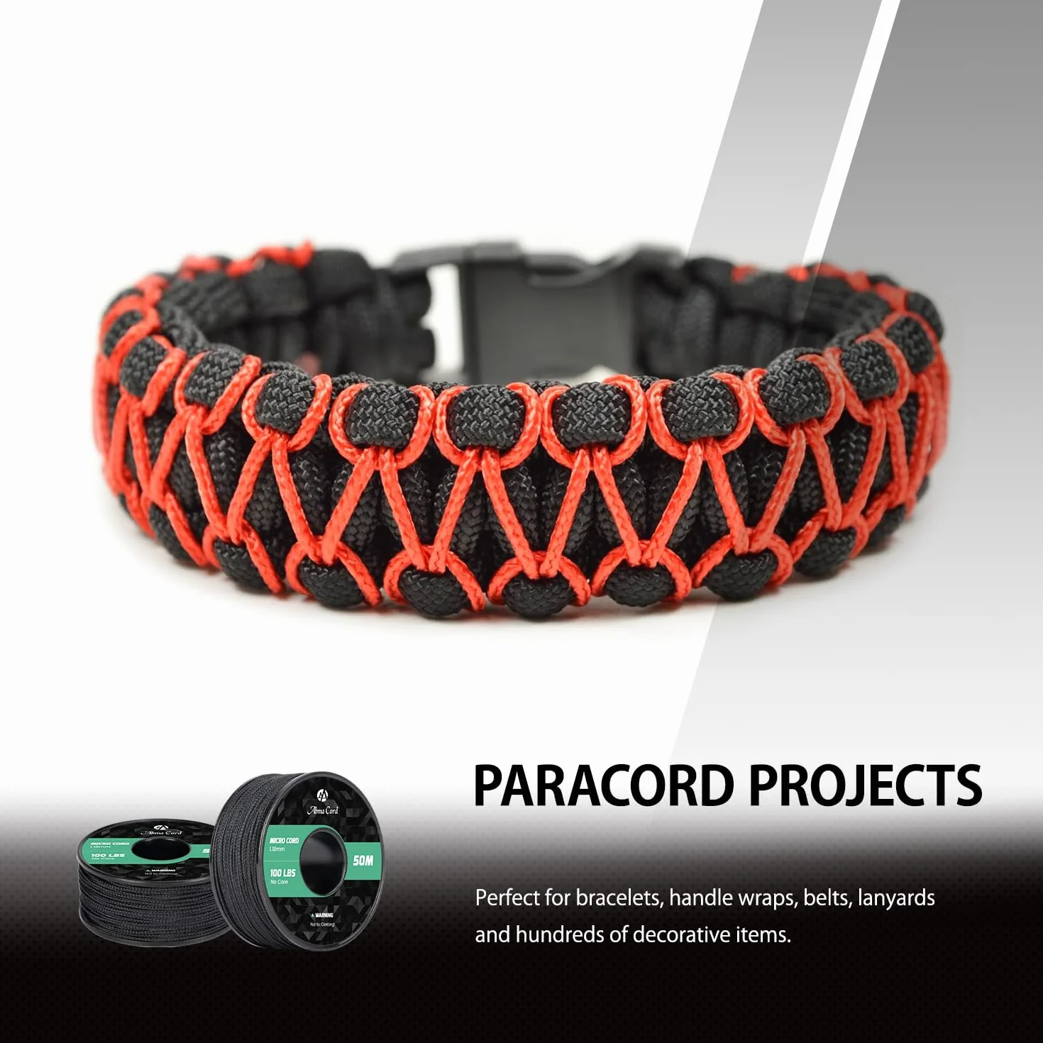 Abma Cord Micro Corde 1,18 mm Paracorde 50M Bobine Noir - Max. 45kg