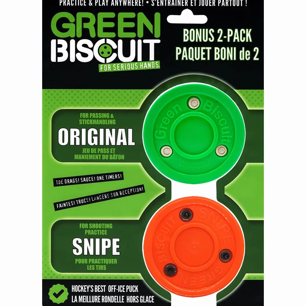 Green Biscuit Original Off Ice Hockey Puck 2-Pack