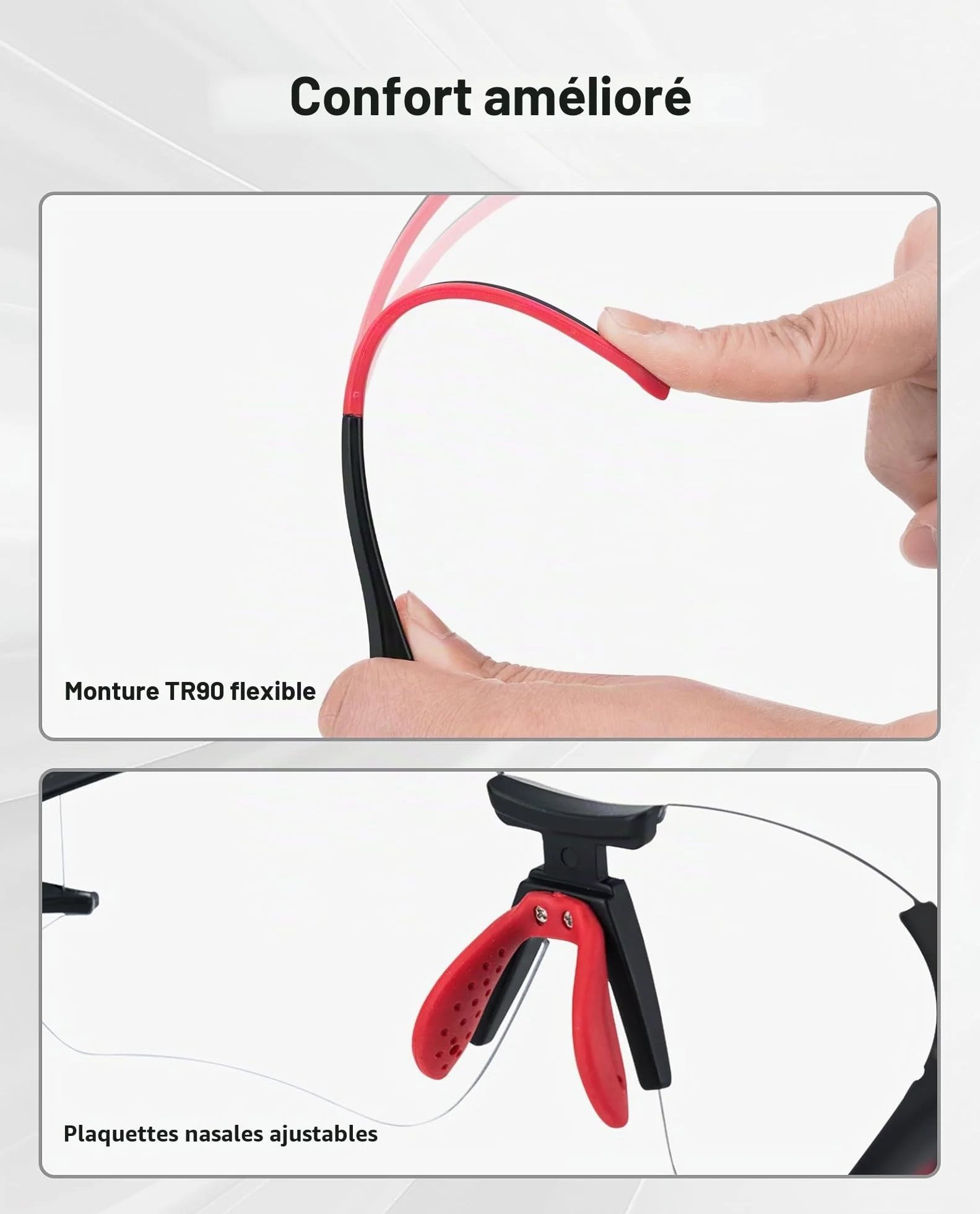 ROCKBROS Lunettes de Soleil Photochromiques Hommes Vélo Cyclisme Demi-Monture Polarisées Sport