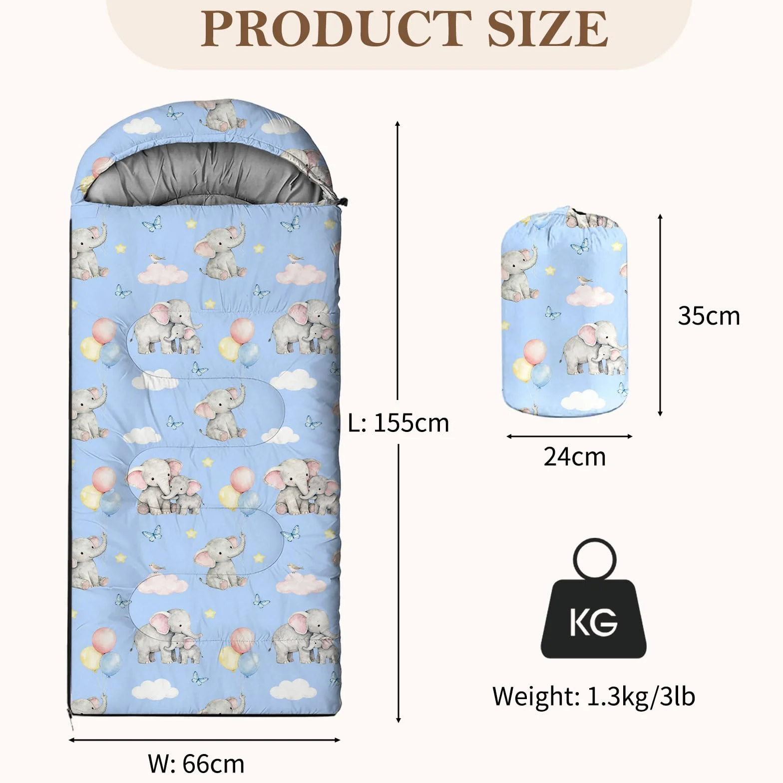 Sacs de Couchage Adultes Enfants Compacts avec Sac de Compression Camping Voyage