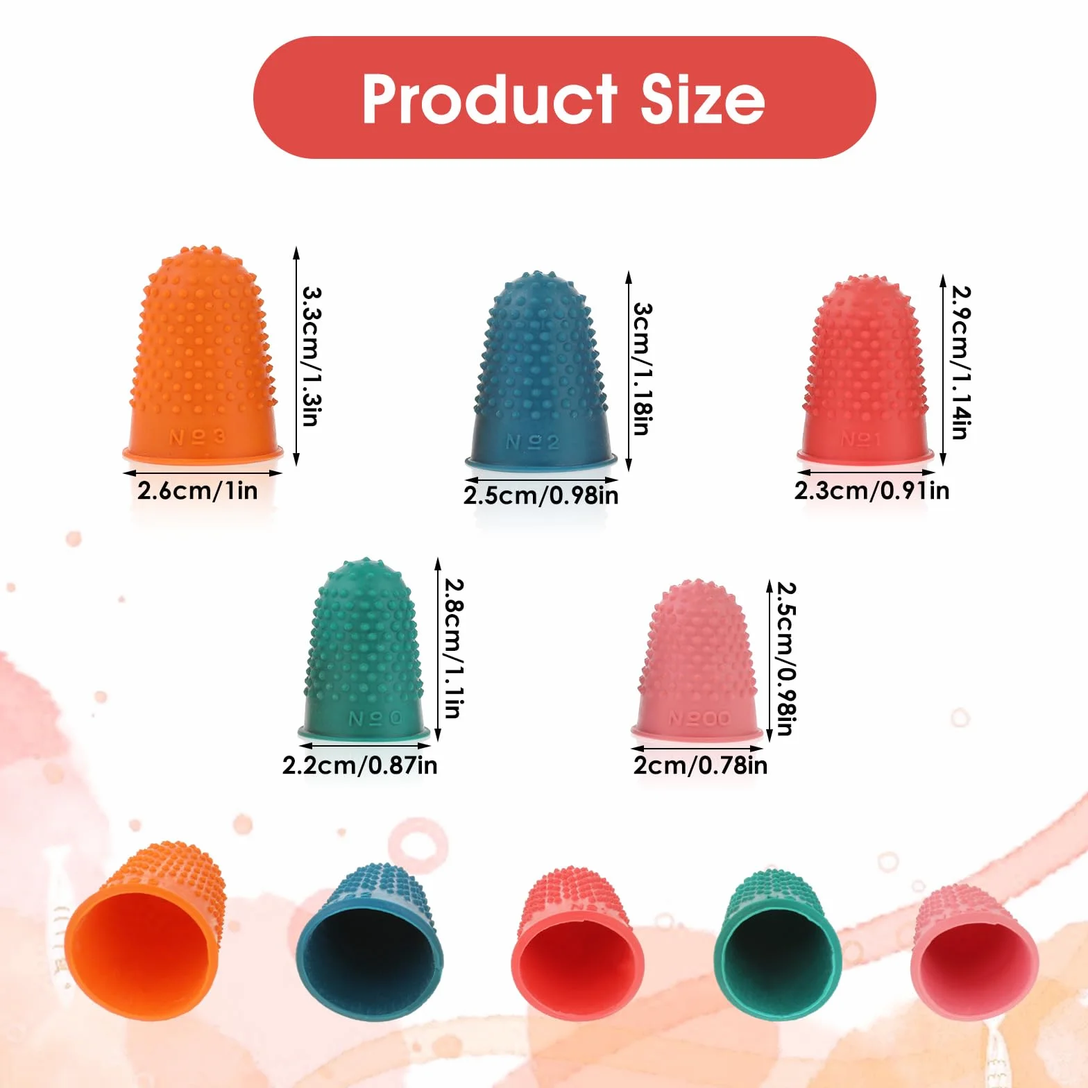 Pointes en Caoutchouc pour Doigts, 15 Pièces Protège-Doigts en Silicone, Manchons Protection Aiguilles