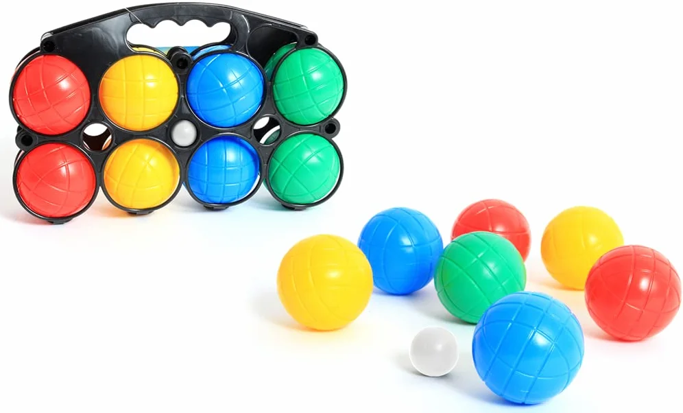BLUE SKY 8 Boules De Pétanque Jeu d'Adresse et de Plein Air 7 cm Plastique Multicolore