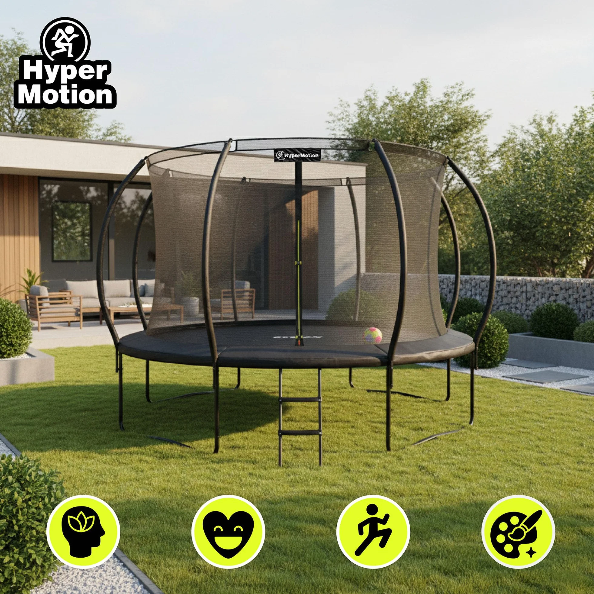 Trampoline Exterieur Enfant 3 Ans 244/305/366/430/487 cm avec Filet de Sécurité