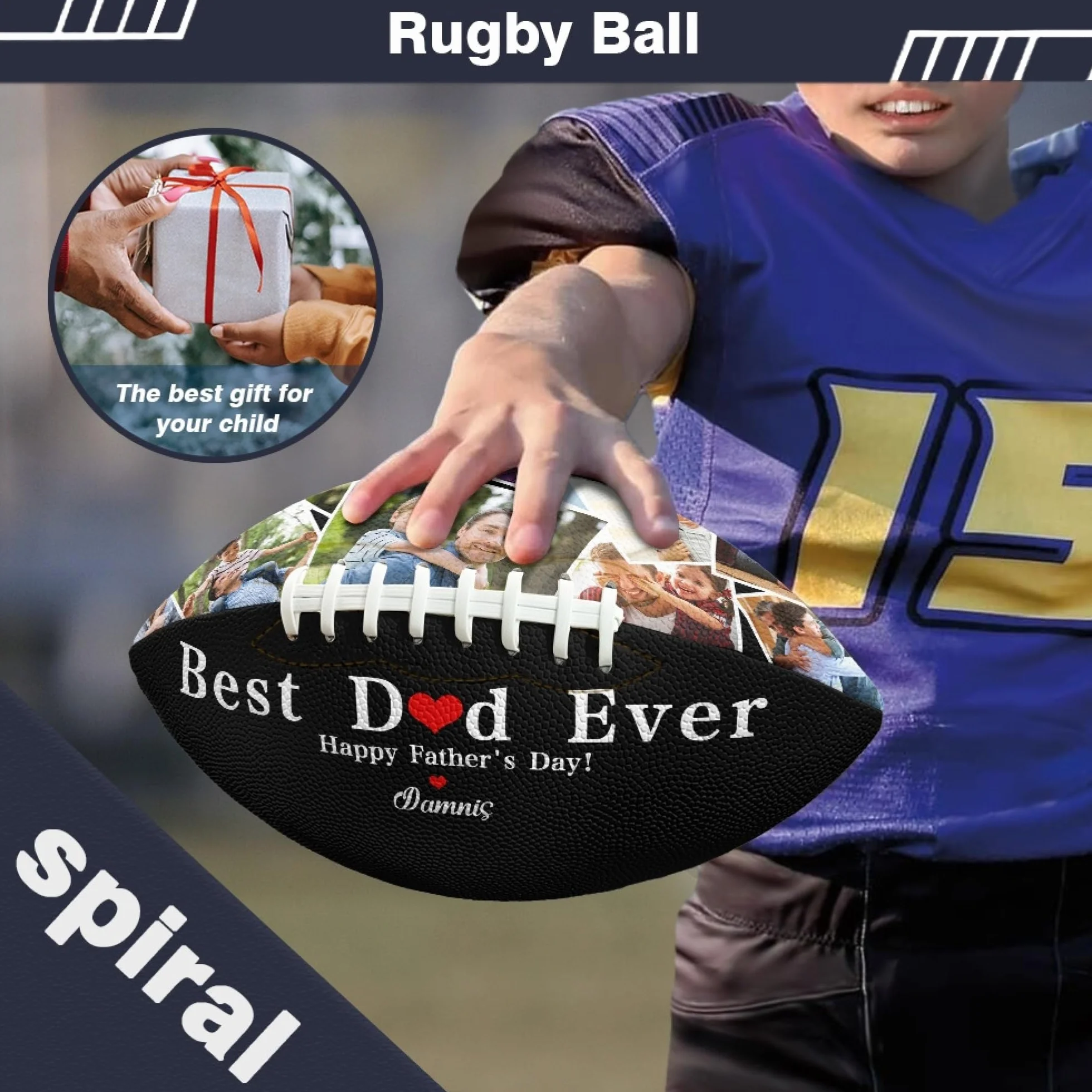 Ballon de football photo personnalisé pour papa Fête des Pères