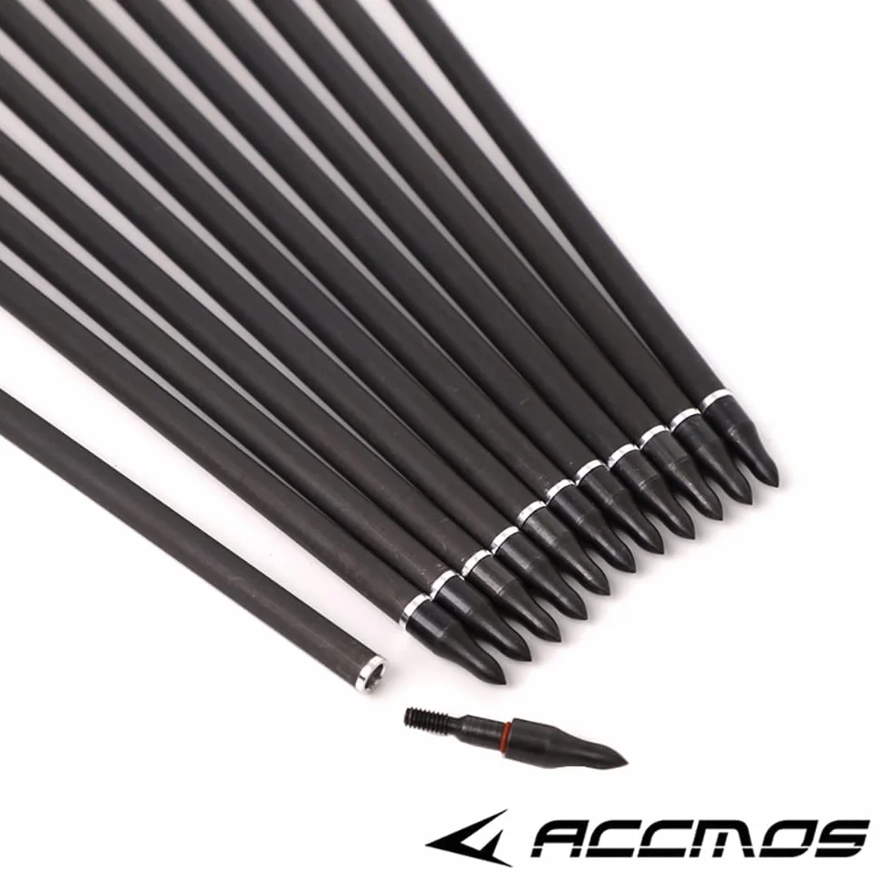ACCMOS Flèches Carbone 18pcs Diamètre Intérieur 6.2mm Spine 250-800 pour Arc à Poulies Recurve