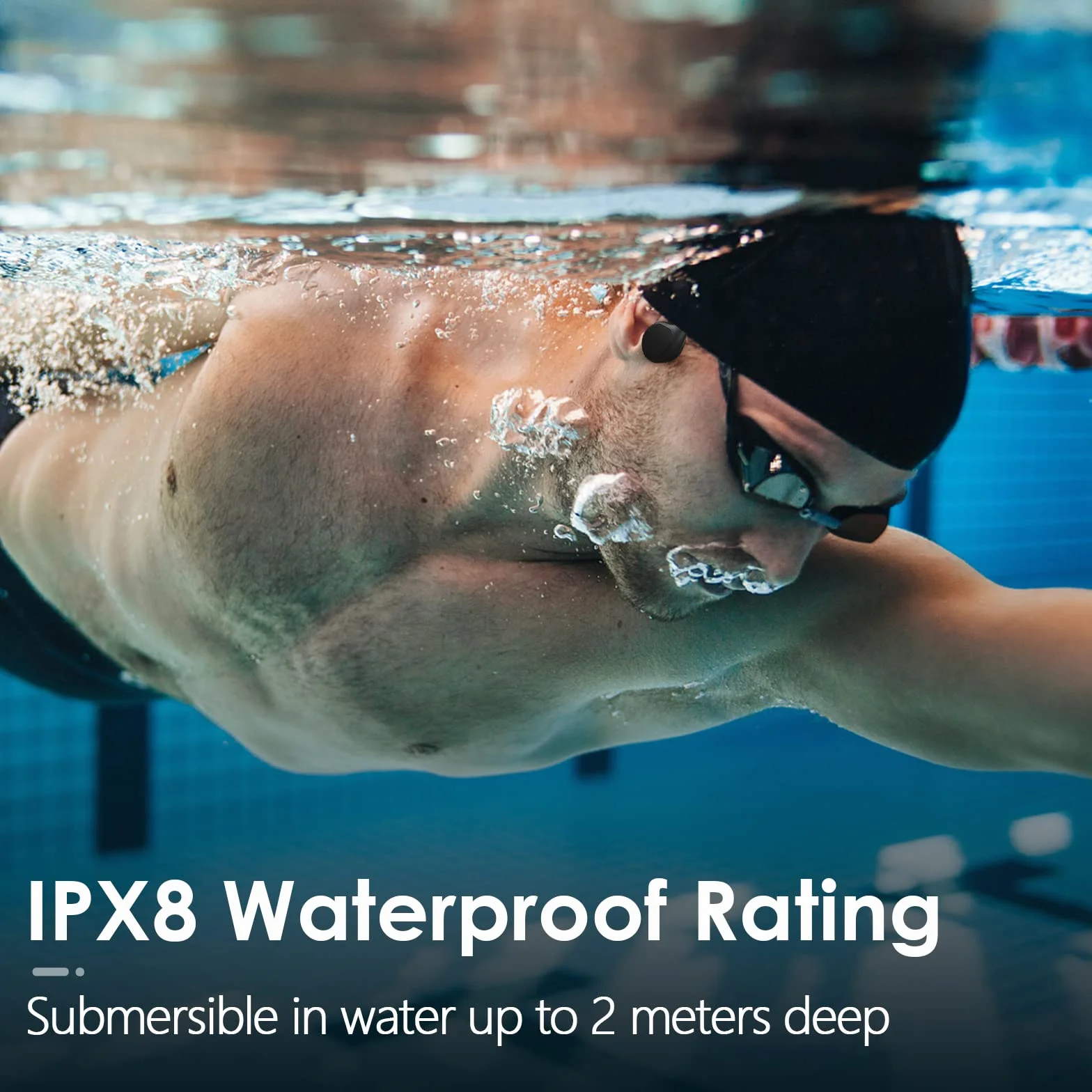 Casque de natation étanche IPX8 MP3 32 Go Bluetooth 5.3 écouteurs sport sans fil microphone intégré