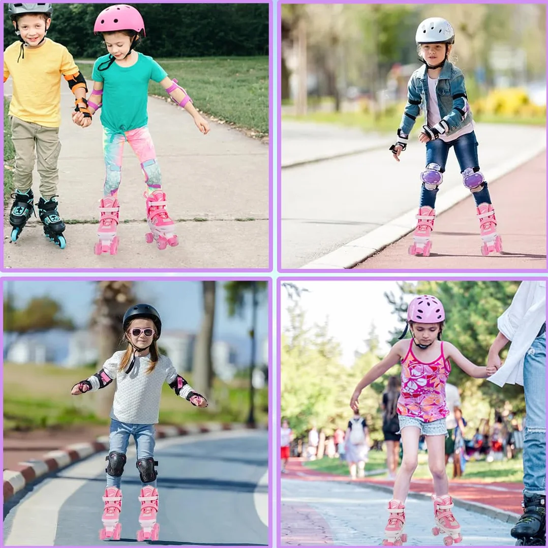 Patins à roulettes Enfants Filles Débutant 4 Tailles réglables Roues Lumineuses