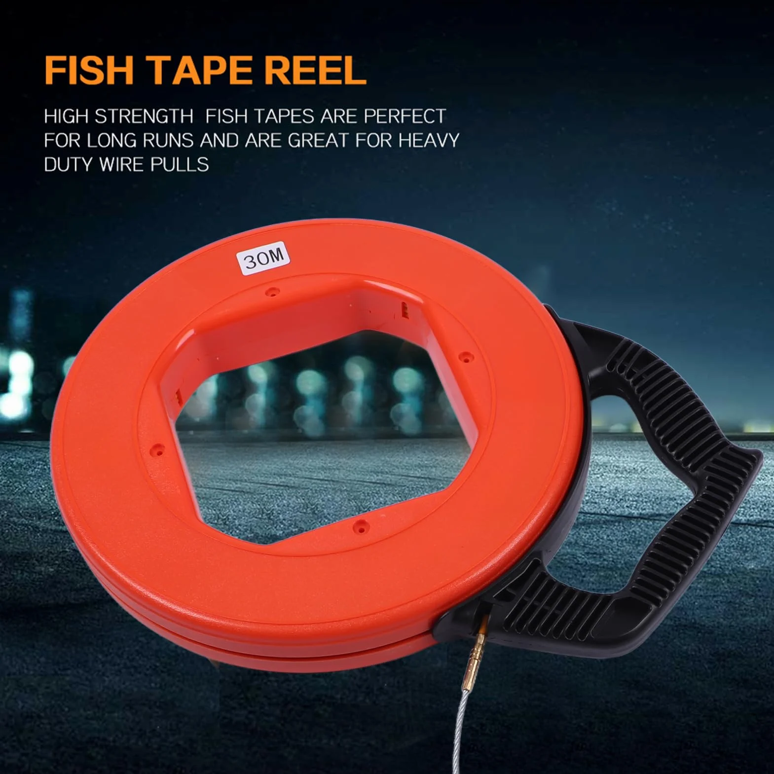 Non Conducteur Fibre de Verre Tire Fish Tape 30m Moulinet électrique Câble Outil de Traction