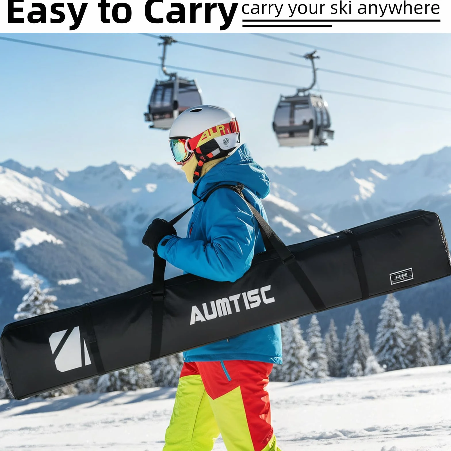 Sac de Sport d'Hiver Rembourré pour Transporter Les Skis avec Poignée Réglable