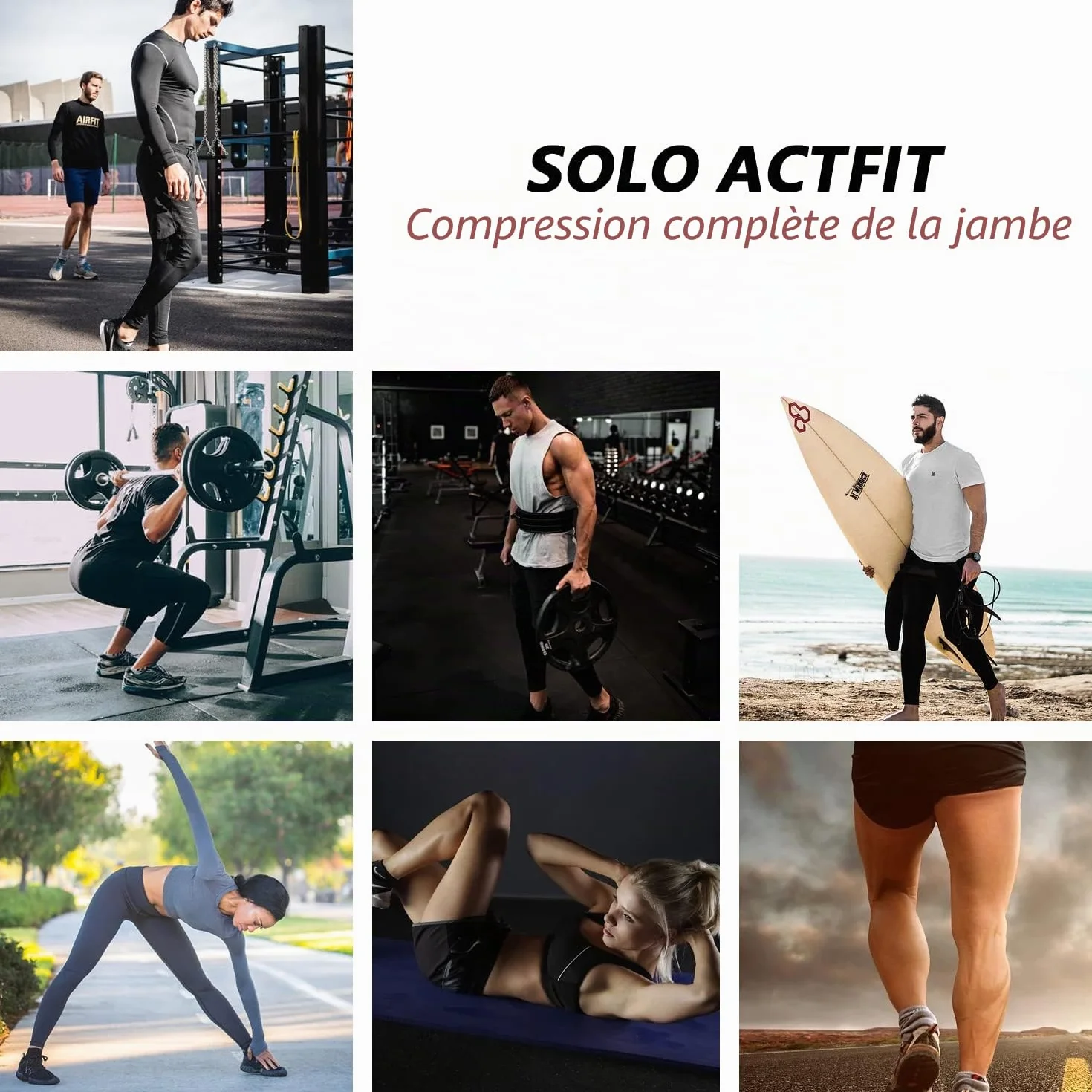Compression Genouillère Manchon Jambe Pleine Longueur Antidérapant Respirante Cycliste Course Cyclisme Jogging Fitness Basketball