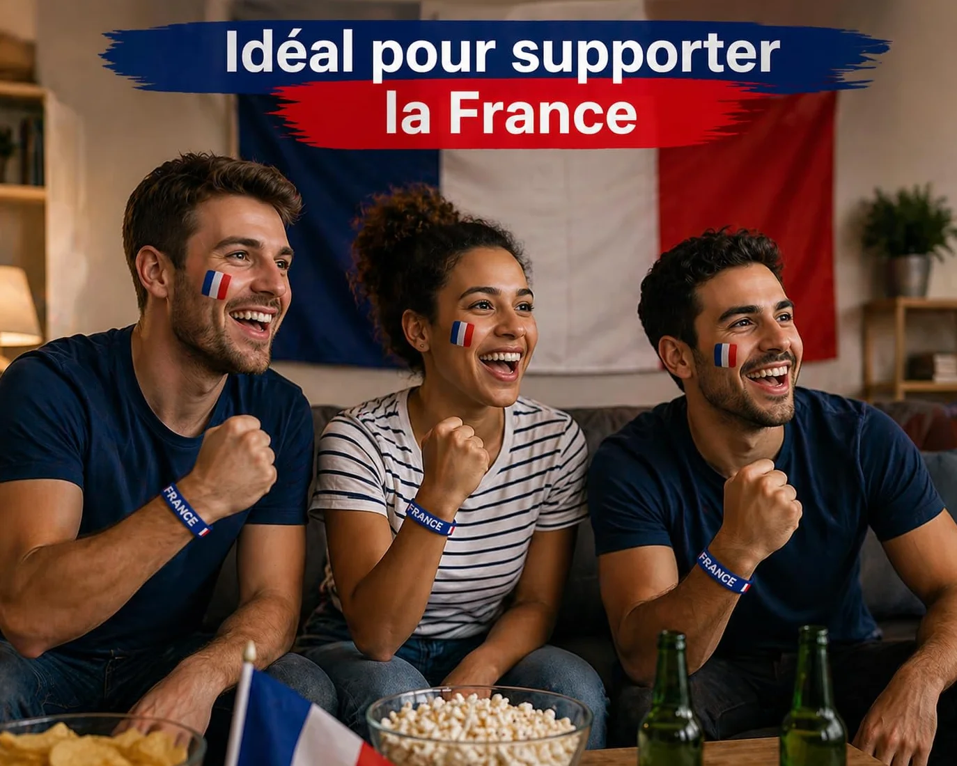Bracelet Silicone Bleu Drapeau Français Lot de 5 – Supporter Coupe du Monde Football 14 Juillet