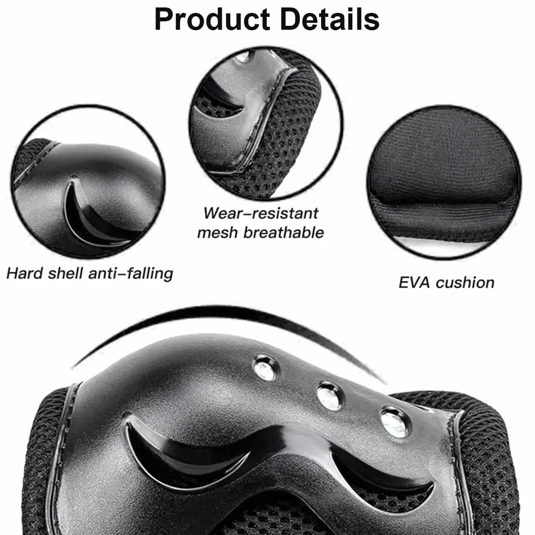 Ensemble de protection pour patins à roulettes pour enfants 6 pièces genouillères coudières protège-poignets 3-12 ans