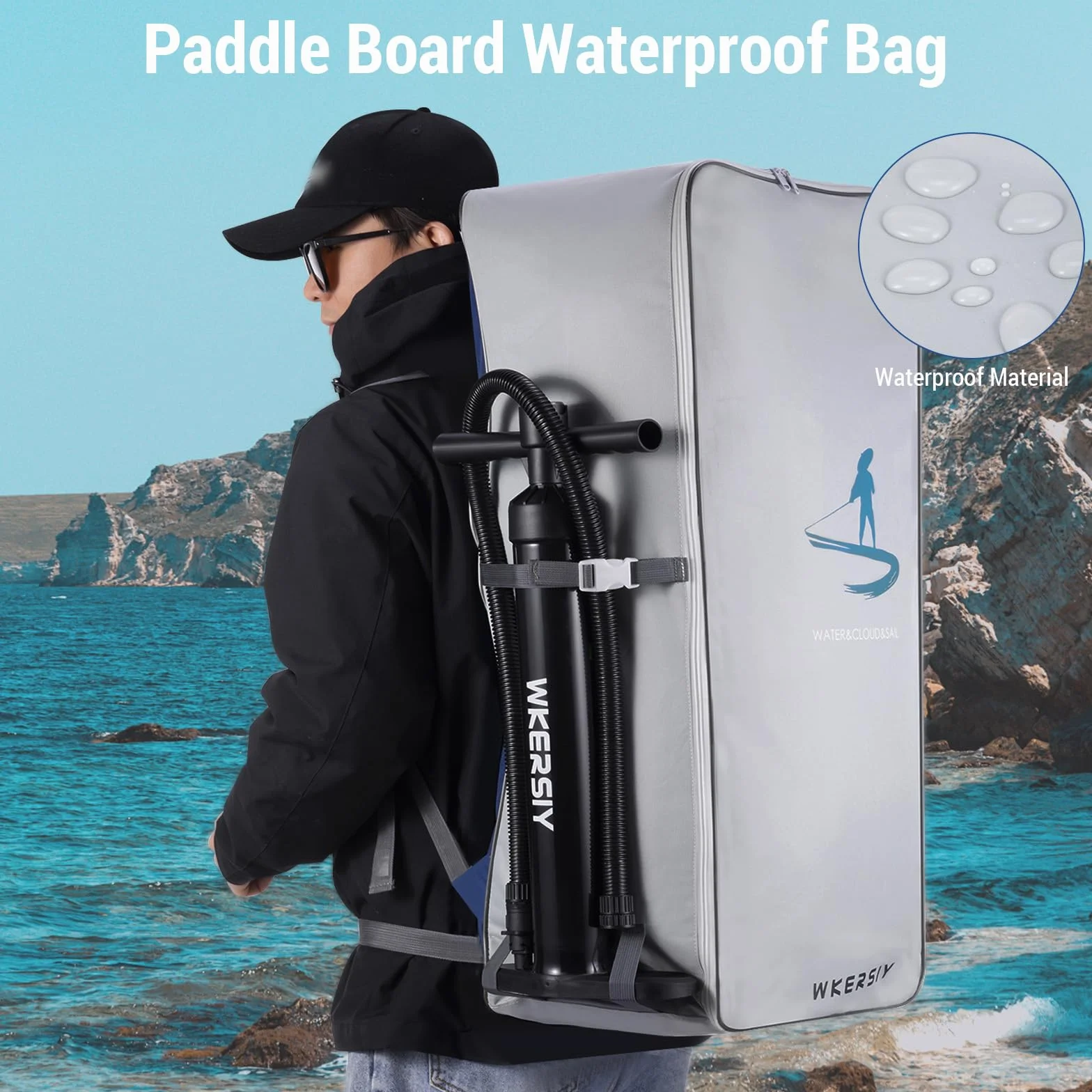 Sac à dos de planche de paddle 105 L étanche Oxford pour planche de surf