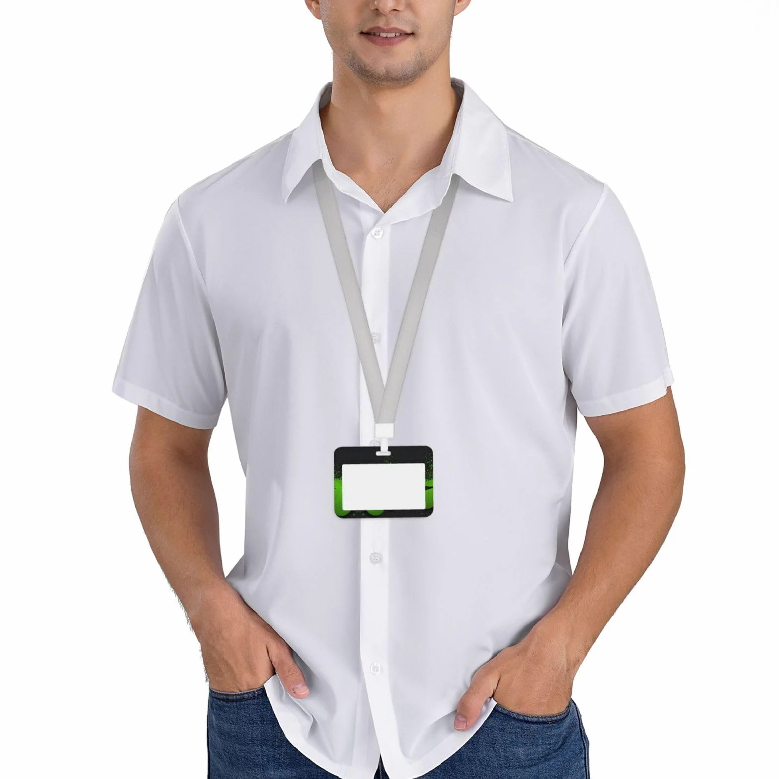 Porte-badge en plastique ABS transparent étanche refermable forme trèfle fond noir
