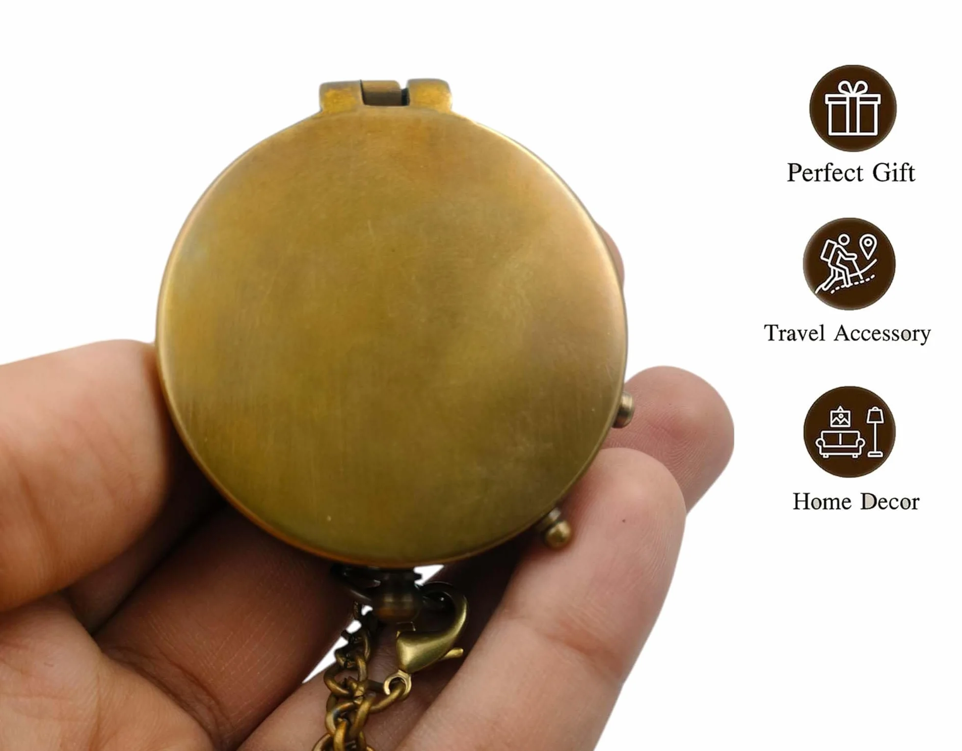 Boussole de Poche en Laiton Antique Nautique Steampunk avec étui en Cuir