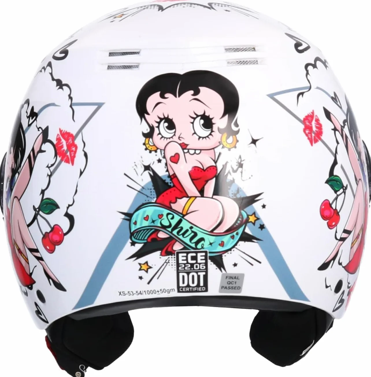 Casque Moto Shiro BYUP ECE La Betty Blanc Taille S (55/56) pour Homme Femme