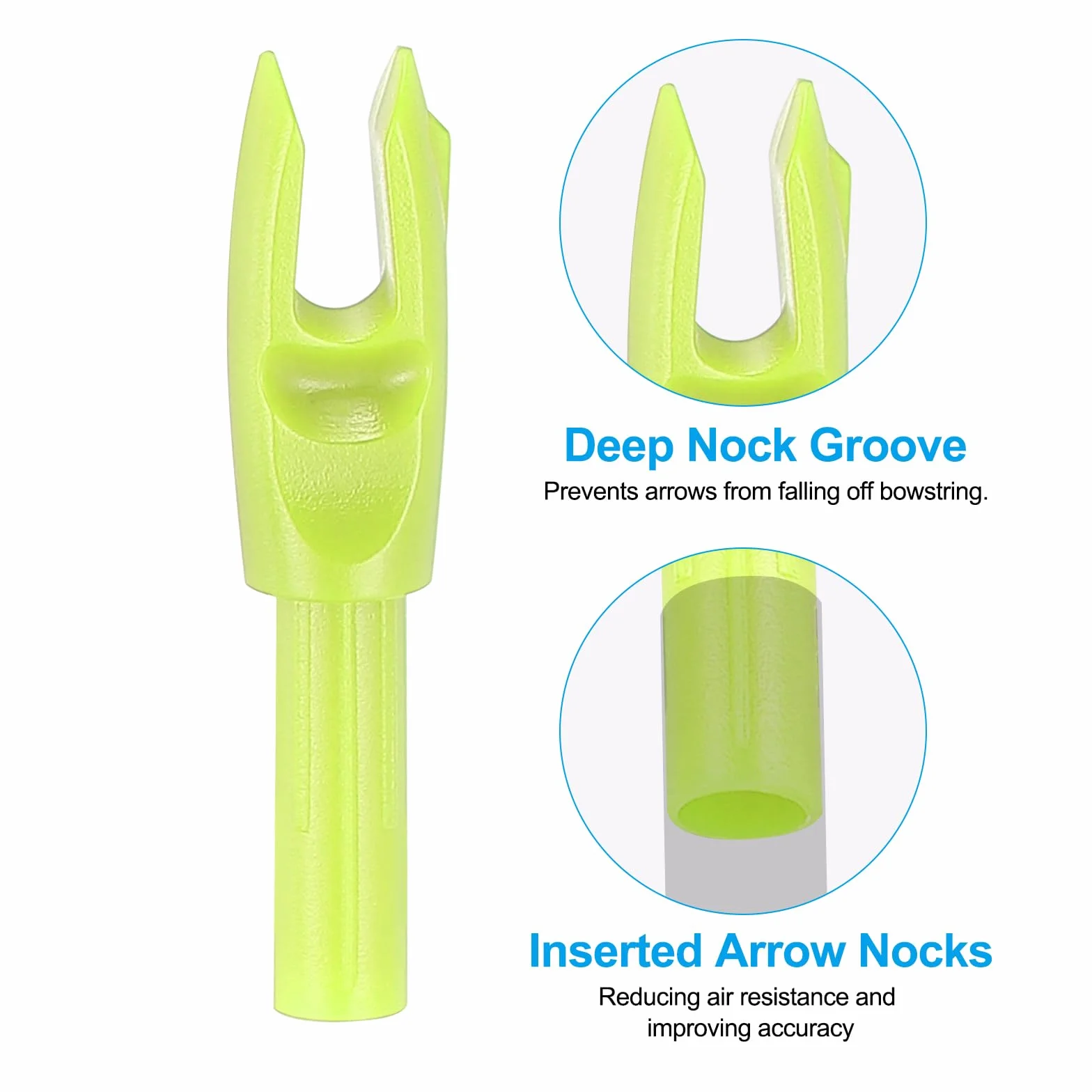 PATIKIL Encoches de Flèche d'Archerie 4,2 mm 50 Pièces Insert Arrow Nock pour Flèches de Chasse Arc Composé Recurve, Jaune