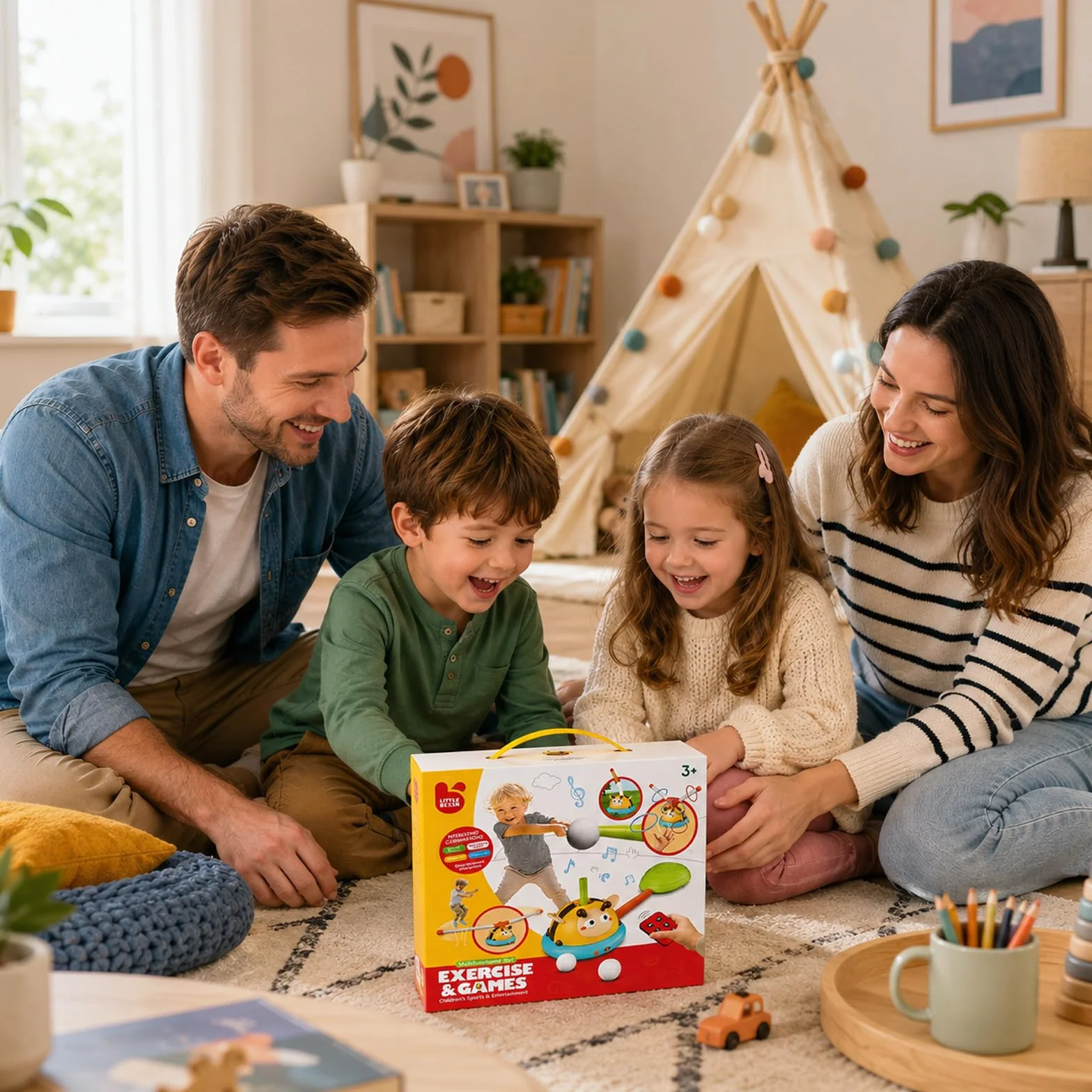 4 en 1 Jeux Extérieur Enfant Fusée, Corde à Sauter, Lancer d'Anneaux, Base-Ball, Jouet Extérieur avec Télécommande Cadeaux Garçons Filles 3-10 Ans