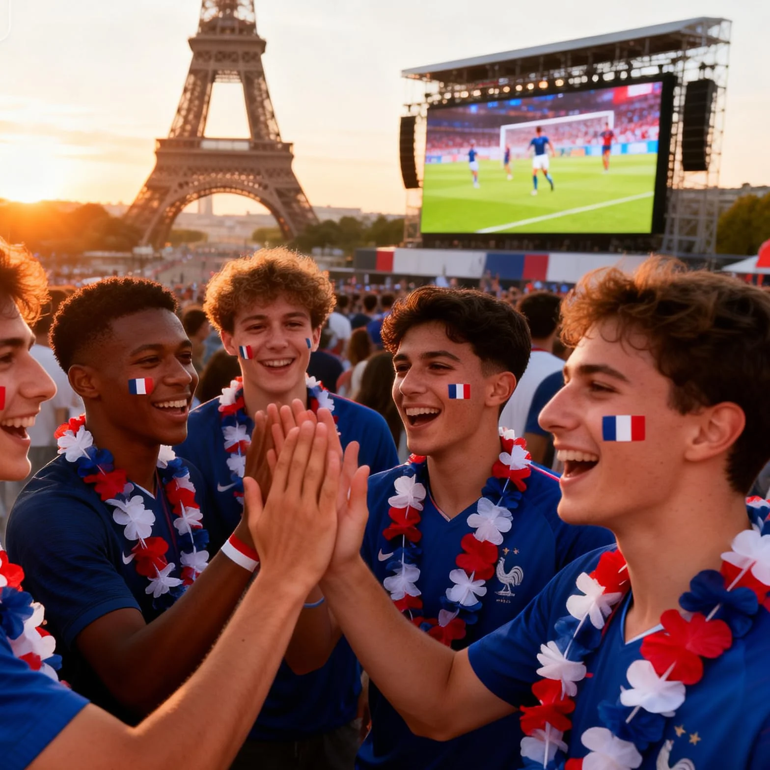 Kit Supporter Equipe de France, Collier Fleurs Bleu Blanc Rouge, Accessoires Tricolore pour Coupe du Monde 2026 Euro