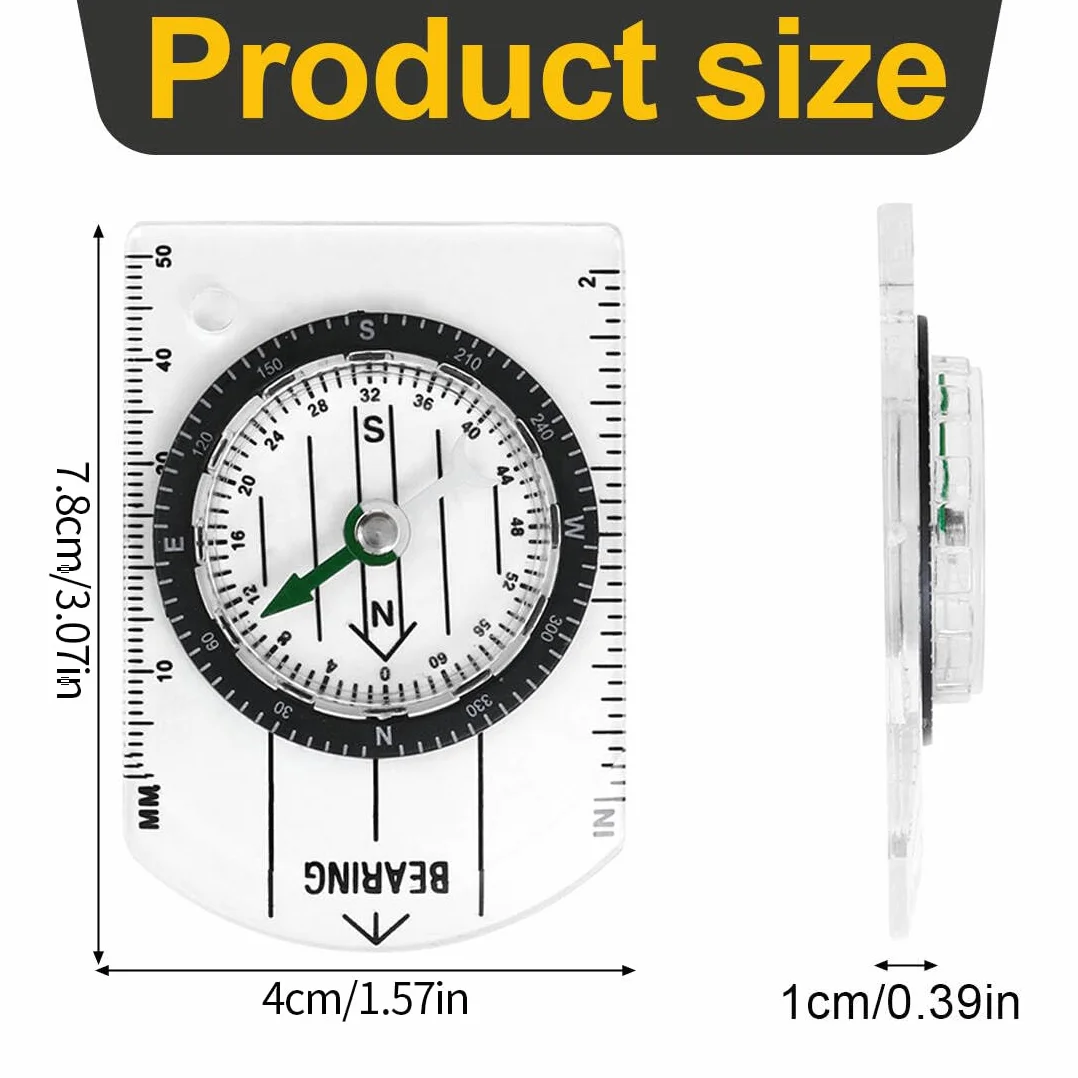 Multifonction Compas de Survie Militaire avec Règle de Mesure 12,5 x 6,0 cm pour Randonnée