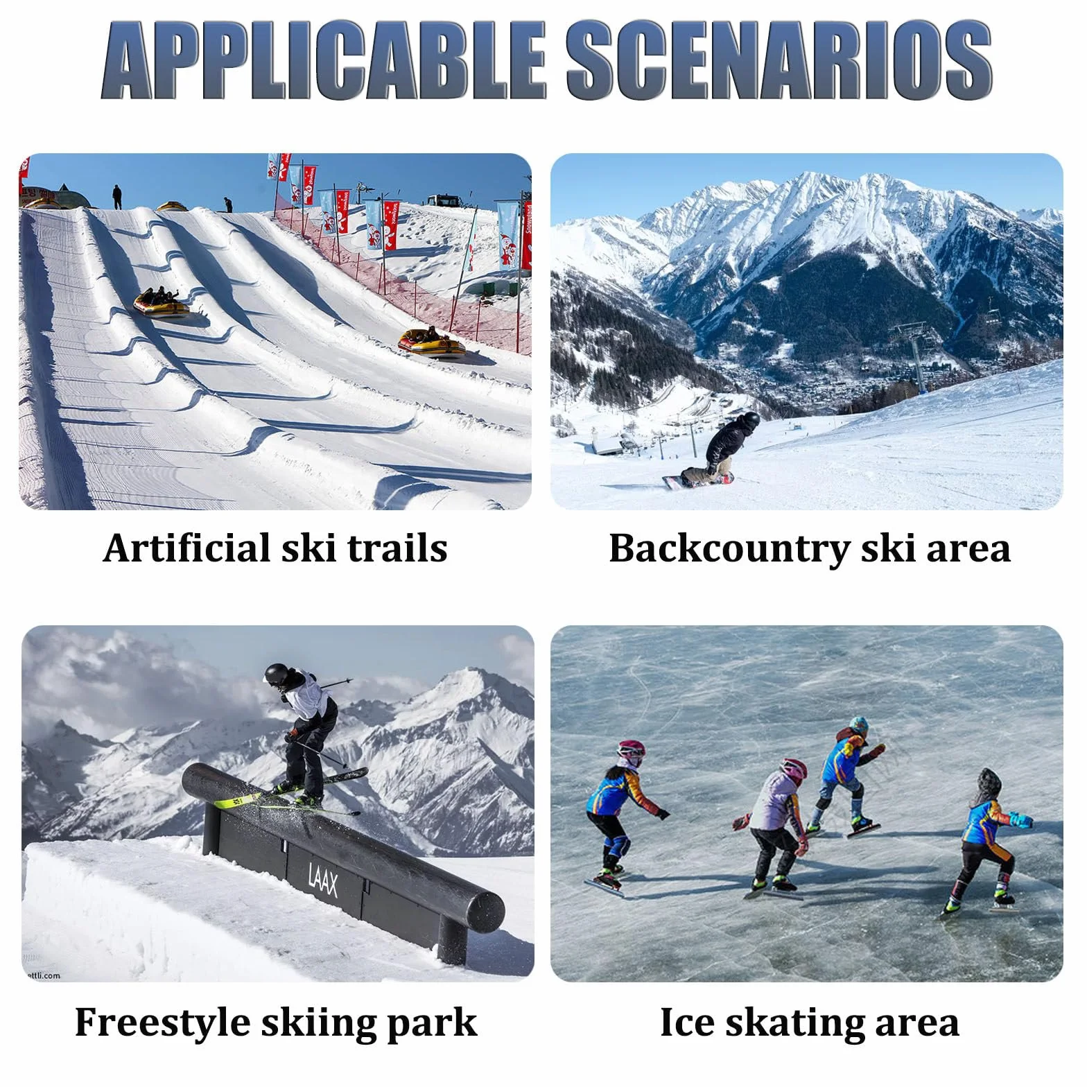 Snow Scooter Adulte Plateau pivotant 360° Double Base Poignée antidérapante Cadre Aluminium Planche Tout-Terrain Noir