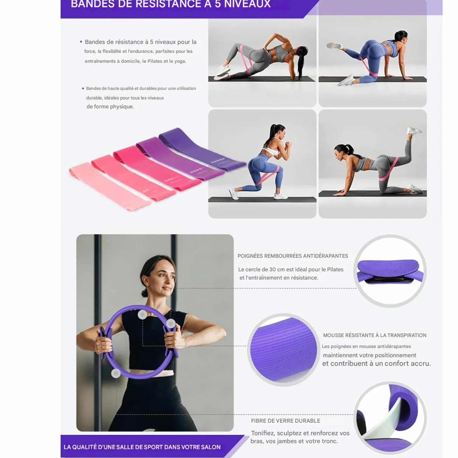Better Me Kit Pilates Complet 14 Pièces Maison Accessoires Yoga Fitness Femme