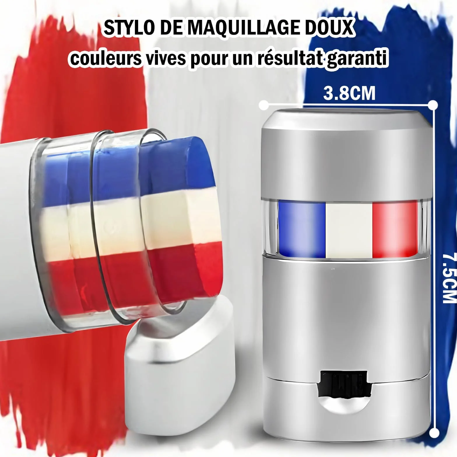 Kit Supporter France Bleu Blanc Rouge Accessoires Tricolore Stick Maquillage Drapeau Bandeau Poignets Lunettes Perruque