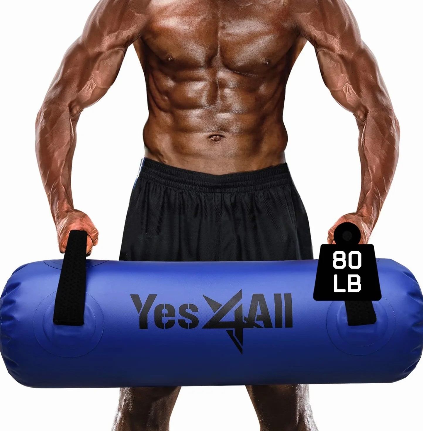 Yes4All Grand Sac Aquatique pour entraînement 20,4-36,3 kg Fitness Stabilité Portable Agilité Durable Intérieur Extérieur Transparent Bleu foncé