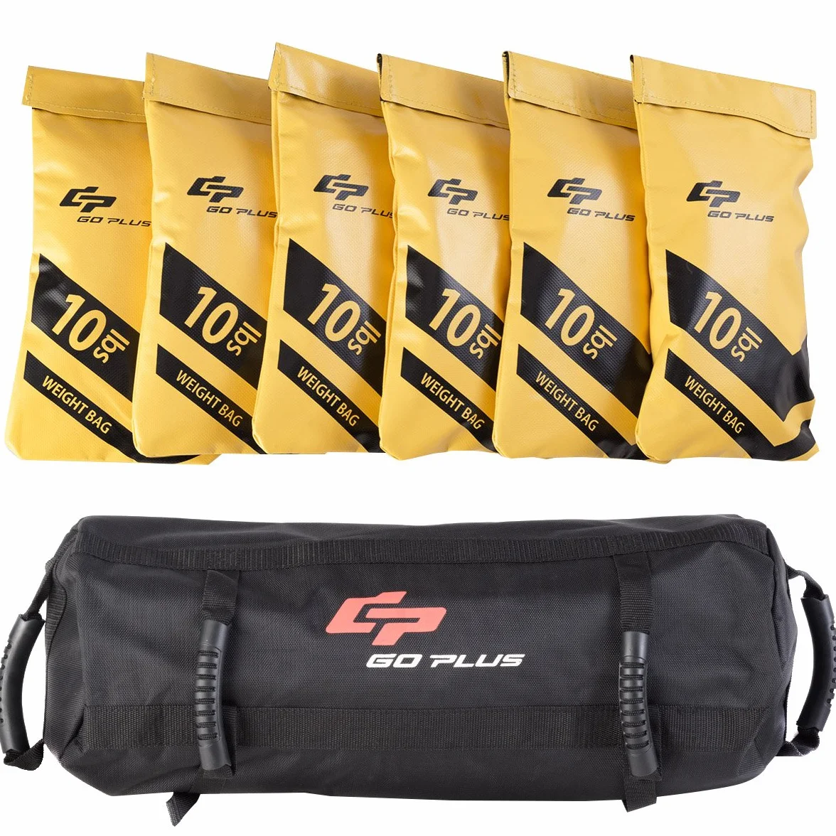 GOPLUS Sac de Sable Musculation 27/18/9KG, Sandbag 4,5KG, Sac Lesté en Tissu Oxford avec 6 Poignées en Caoutchouc