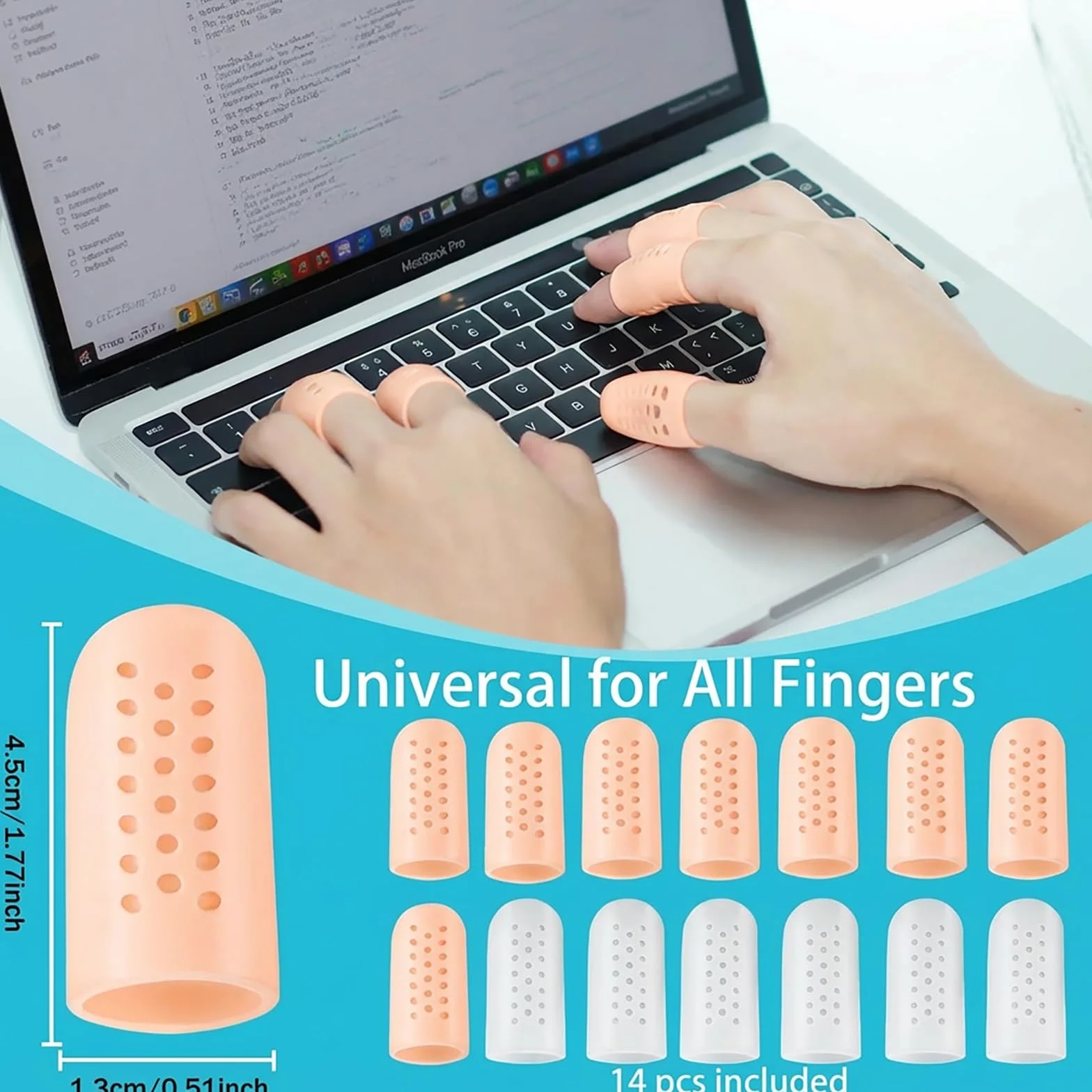Doigtier Silicone 14 Pièces Protege Doigt Respirant Finger Sleeve Protection Crevasses Eczéma Arthrose Ampoules