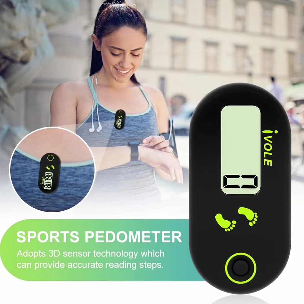 Flintronic Podomètre 3D pour la Marche avec Clip, Compteur de Pas Numérique Portable
