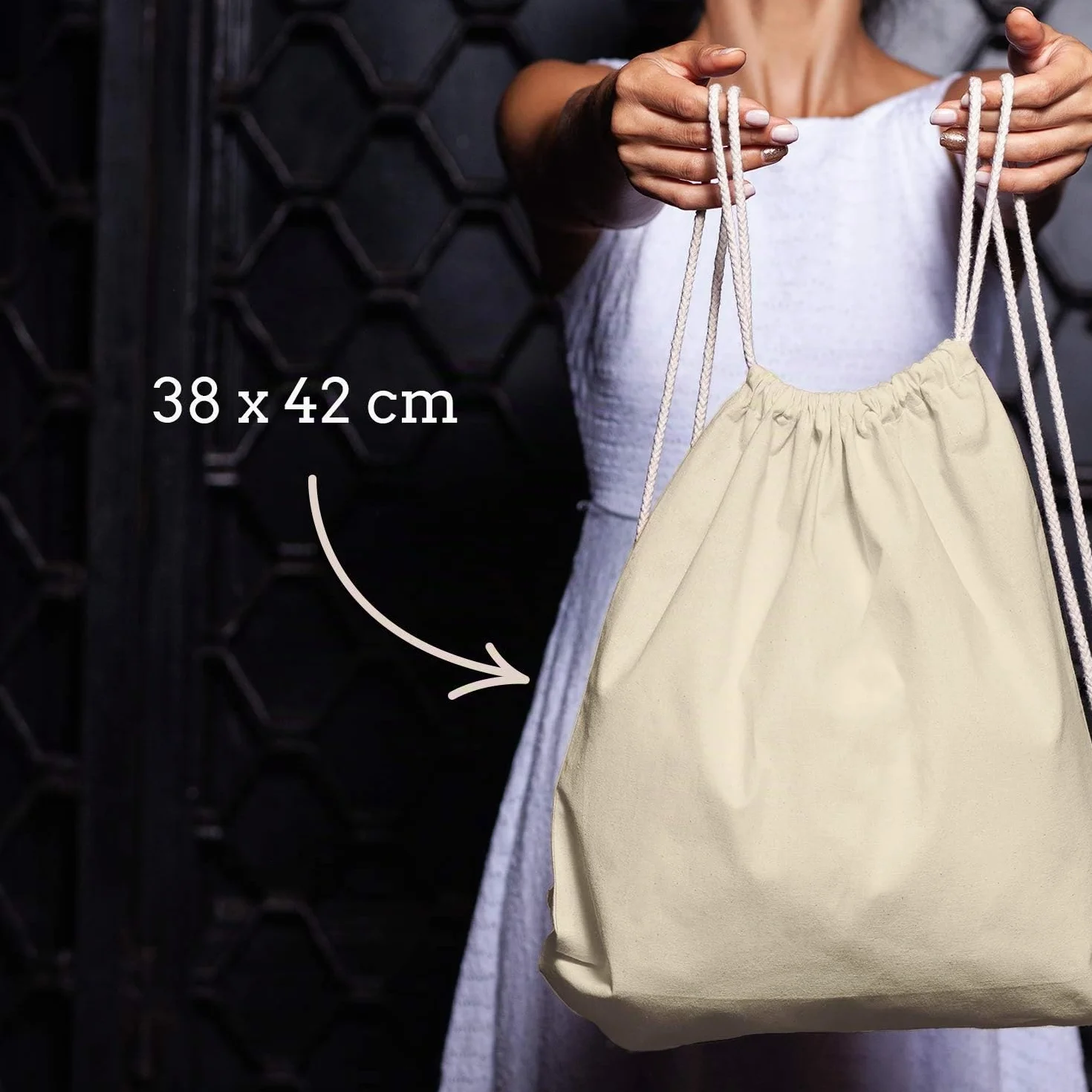 Sacs de Gym en Coton Naturel ELES VIDA, Sac de Sport Sac à Dos en Tissu Toile Jute Oeko-Tex