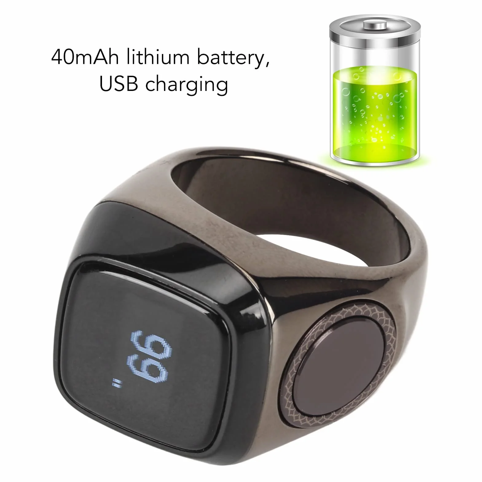 Compteur de Doigts Rechargeable BT5.1 avec écran OLED, Anneau de Comptage Portable Support APP