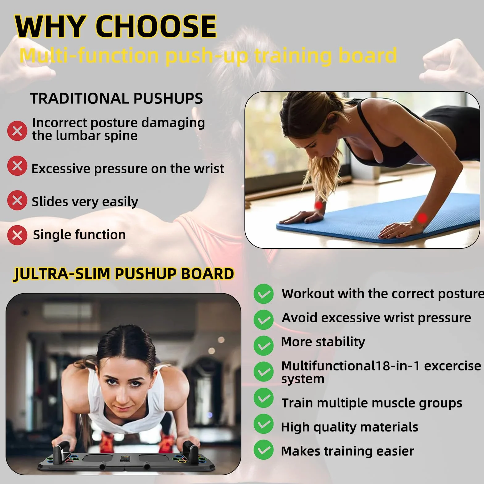 Planche de pompes 24 en 1 pliable multifonction équipement de fitness maison