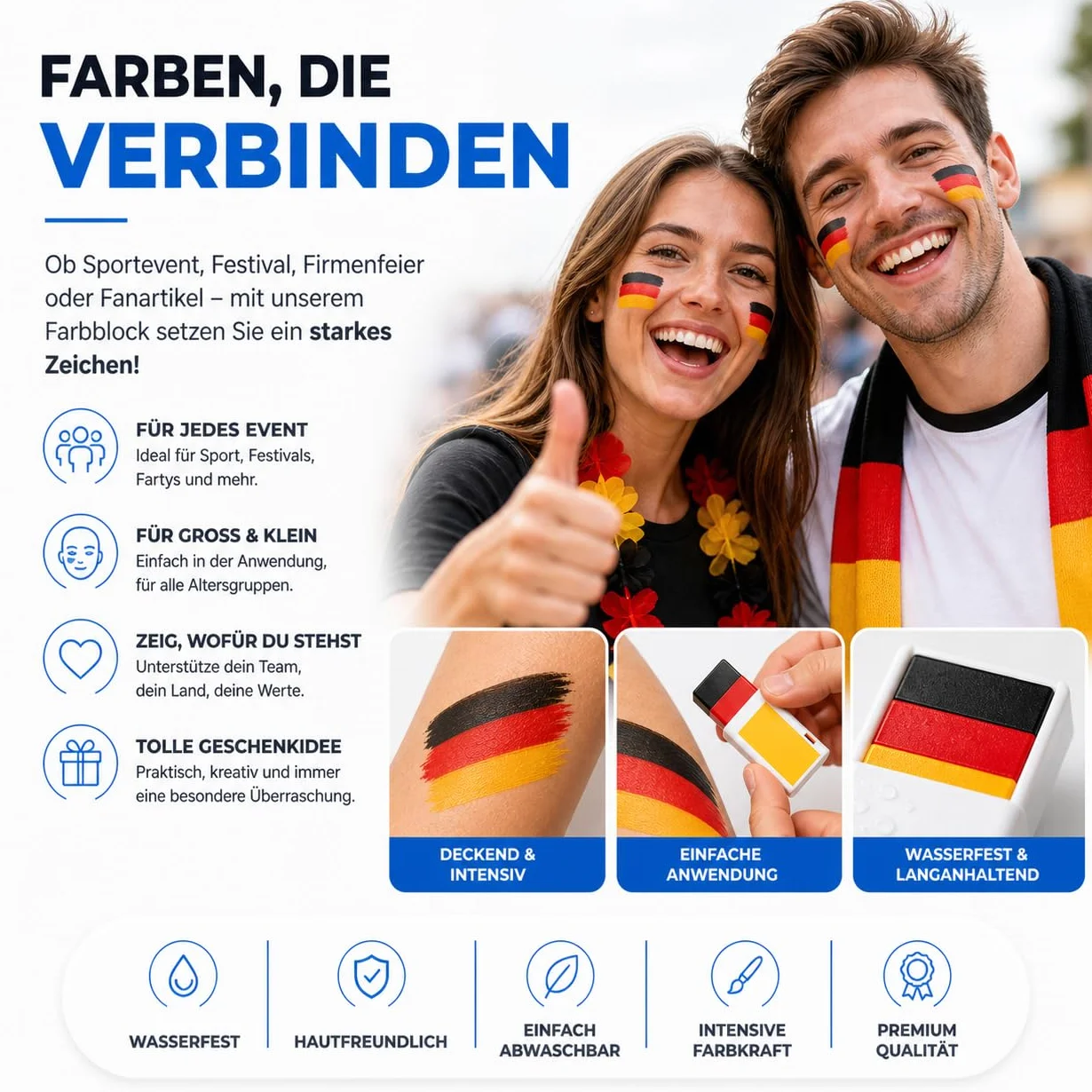 Lot de stylos de maquillage TK Gruppe Timo Klingler Allemagne rouge noir jaune Coupe du monde 2026