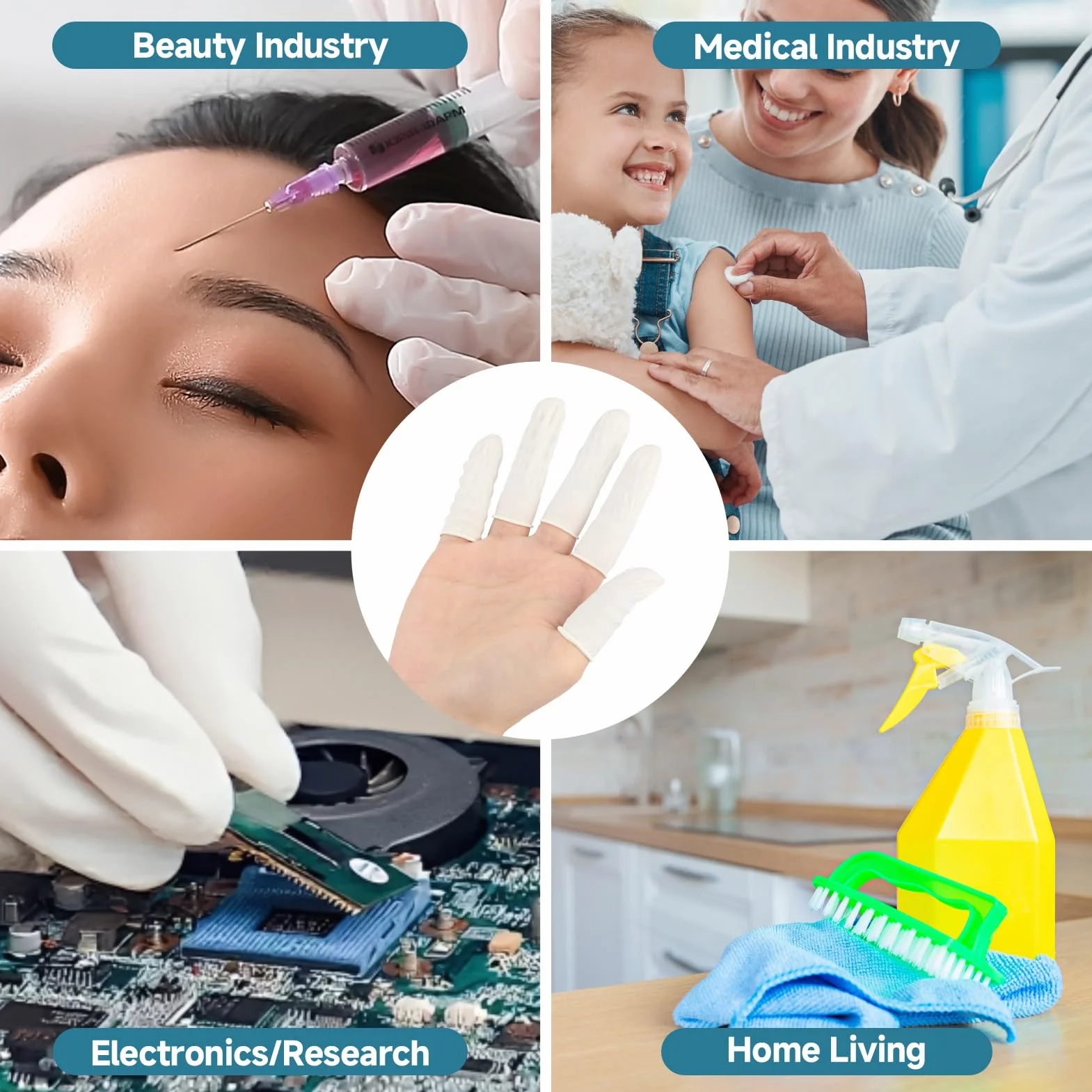 Protège-Doigts en Latex et Silicone, Étanche, Antidérapant, pour Usage Médical et Cuisine