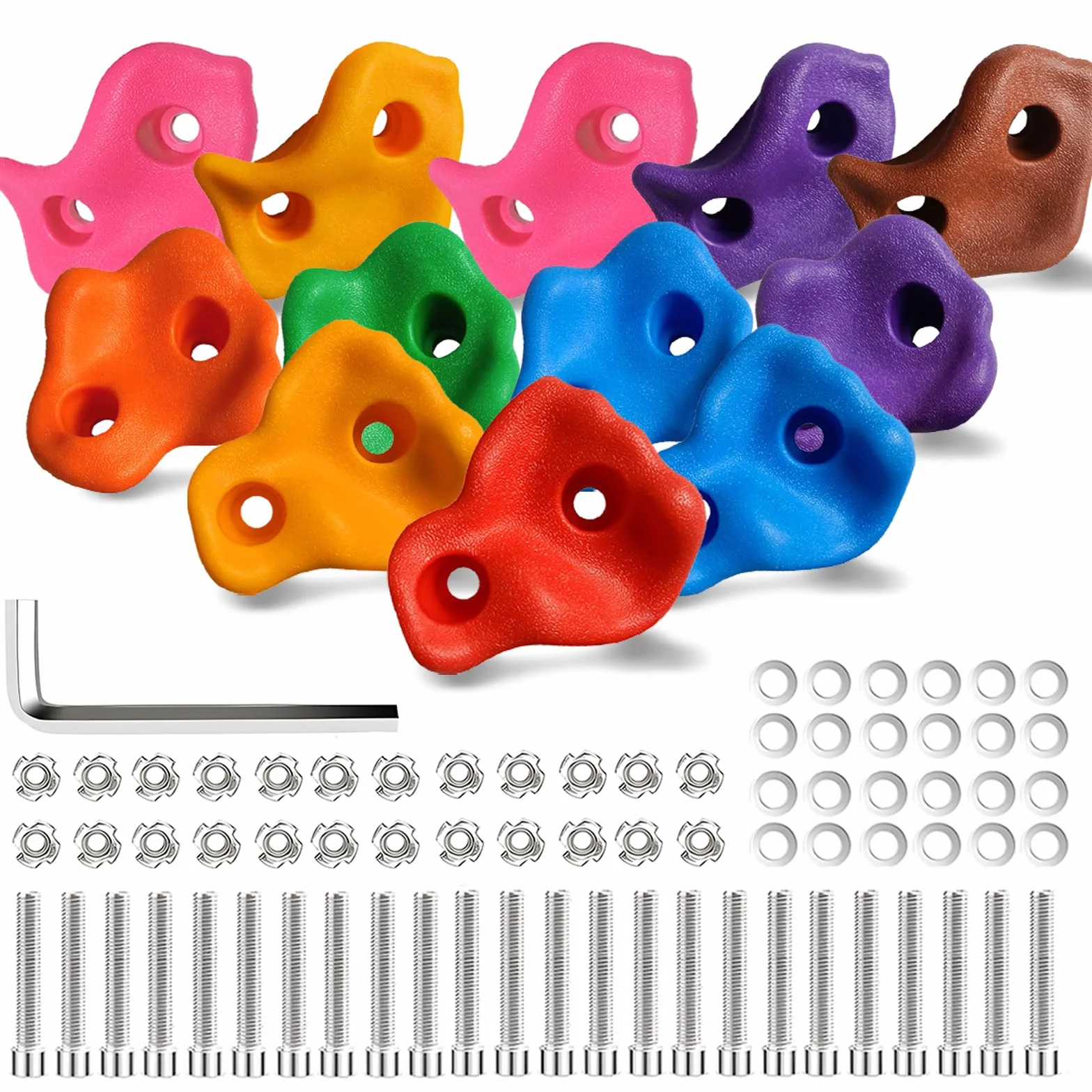 Pierres d'escalade pour Enfants Hyran, 12 Pcs Prises Escalade, Vis Fixation, Charge 80 Kg