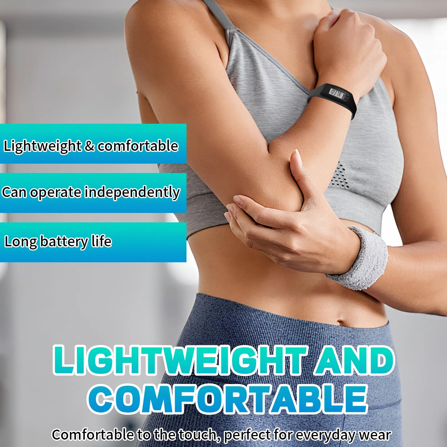 Podomètre Bracelet 3D Compteur de Pas sans Application Marche Fitness