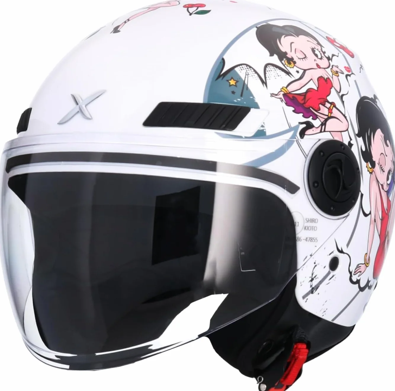 Casque Moto Shiro BYUP ECE La Betty Blanc Taille S (55/56) pour Homme Femme